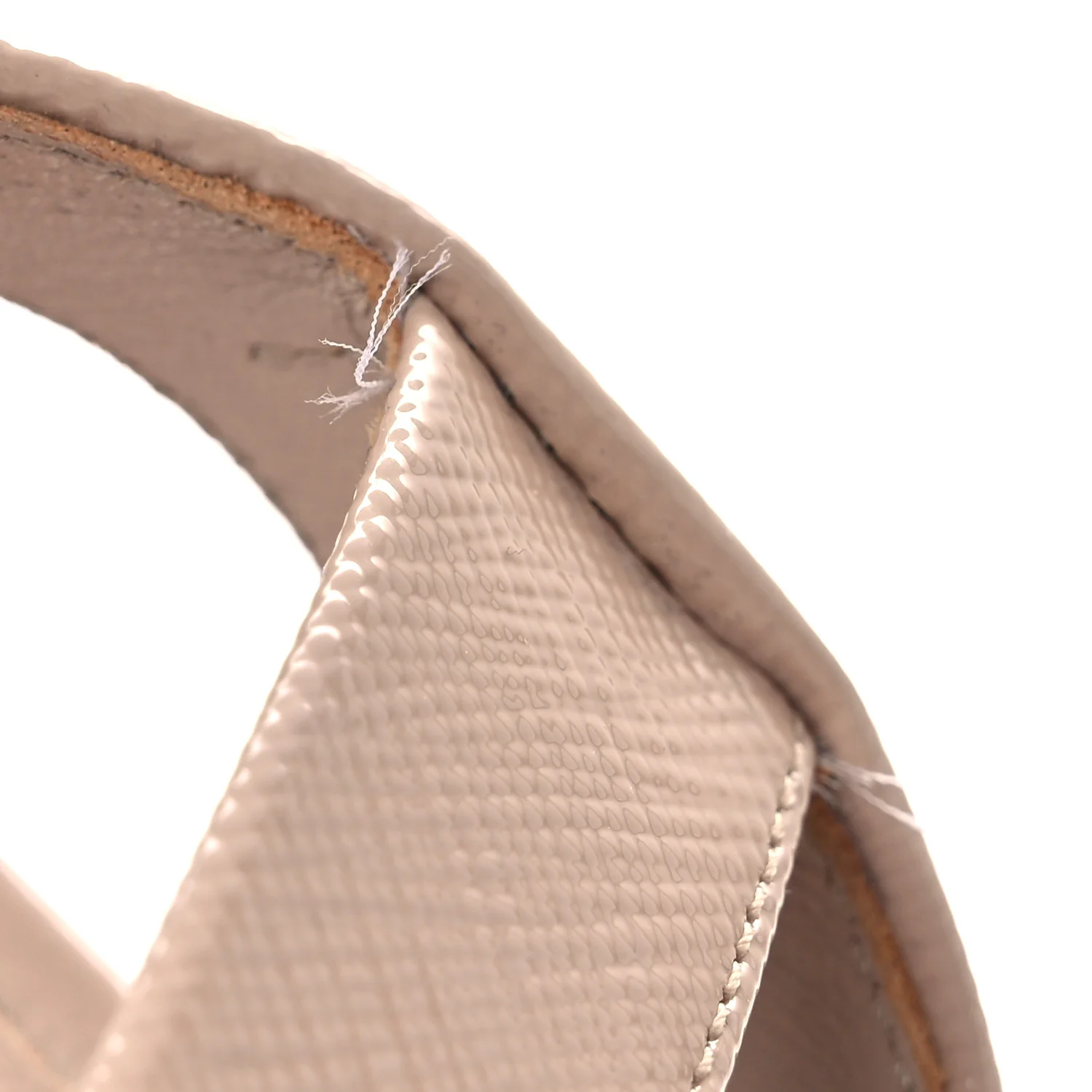 Vernice Saffiano Embossed Crisscross Platform 20/65mm Sandals 37.5 Beige - Image 14