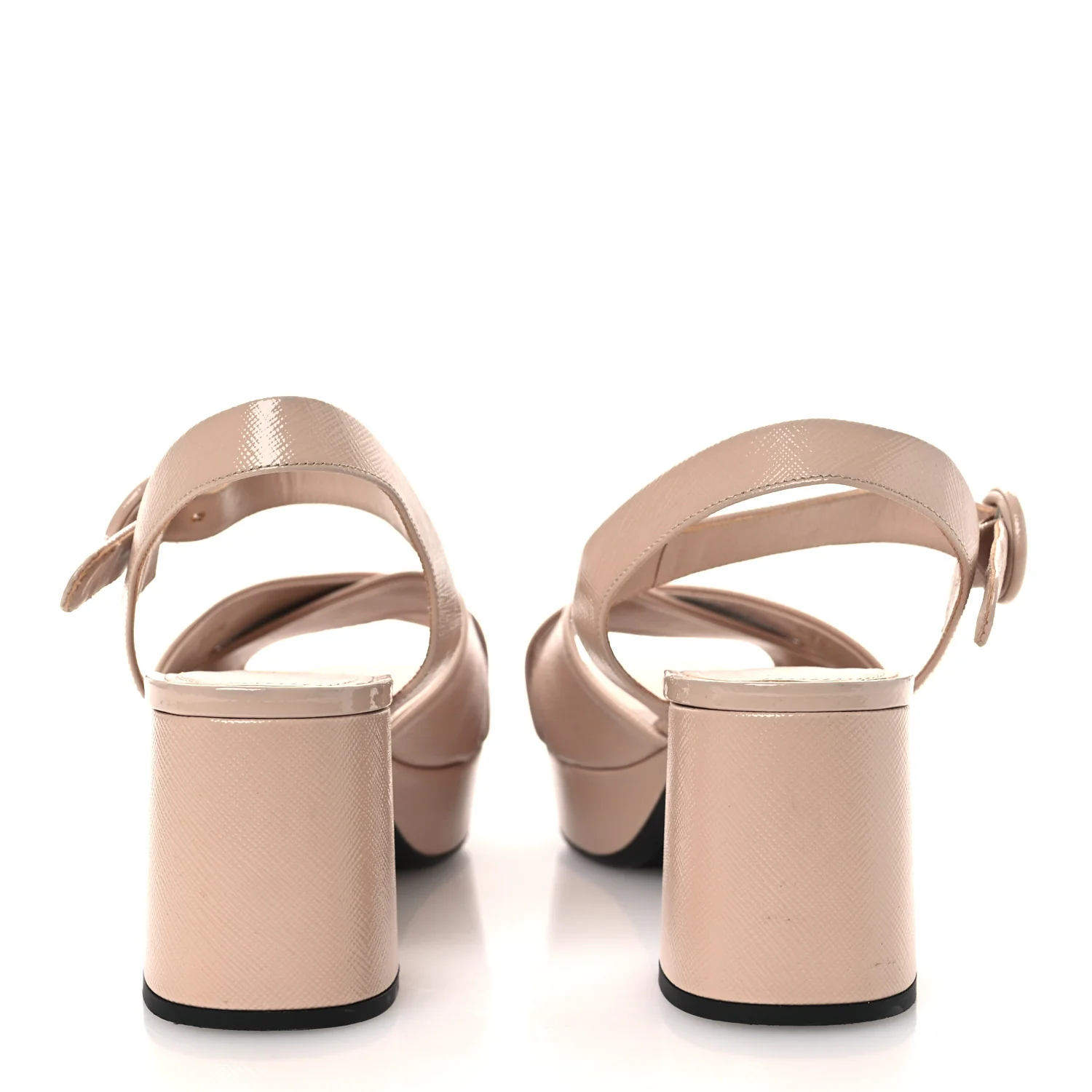 Vernice Saffiano Embossed Crisscross Platform 20/65mm Sandals 37.5 Beige - Image 6