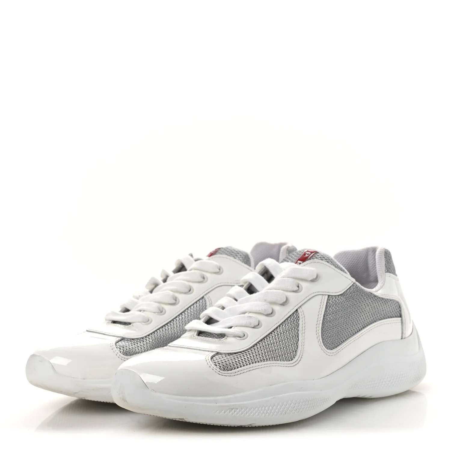 Vernice Soft Mesh Mens America's Cup Biker Sneakers 6.5 White Argento - Image 4