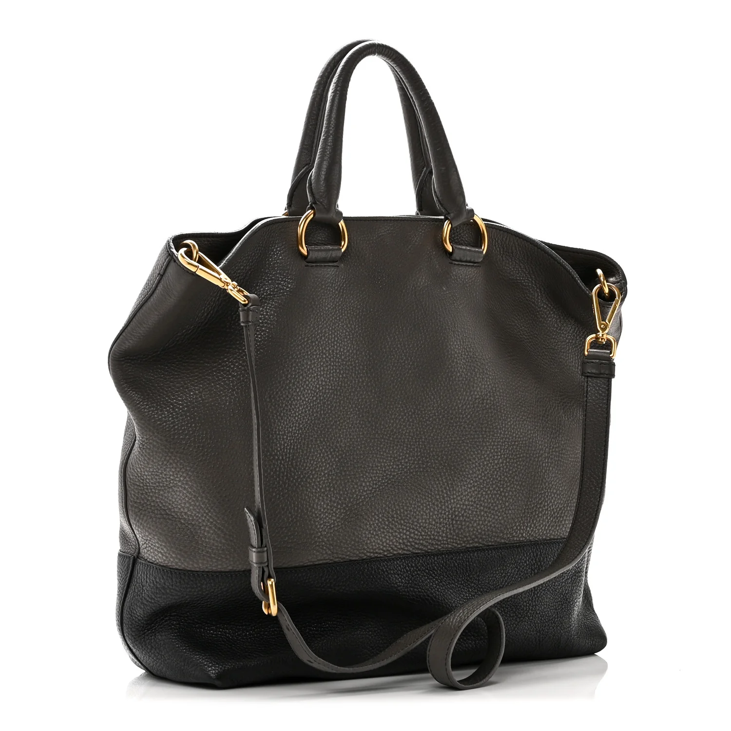Vitello Daino Bi-Color Shopping Tote Marmo Black - Image 3