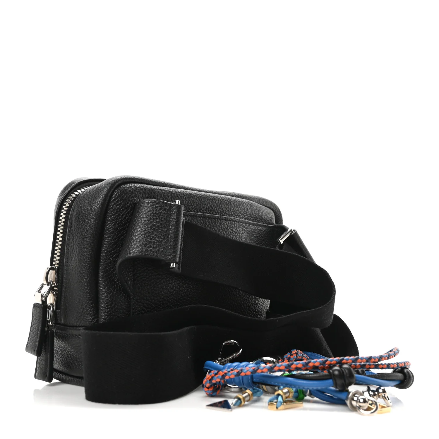 Vitello Daino Charm Shoulder Bag Black - Image 3