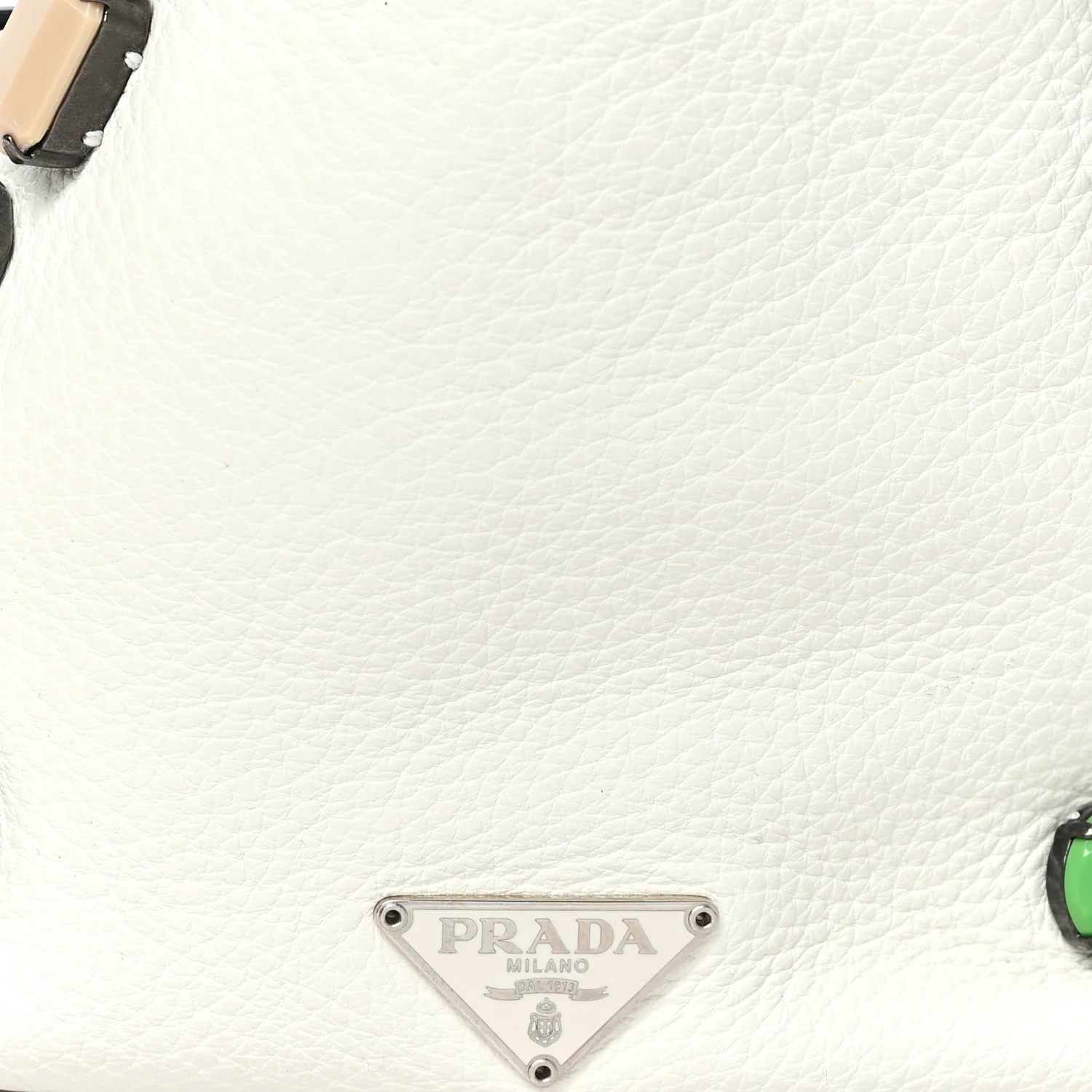 Vitello Daino Crystal Bucket Bag White - Image 7
