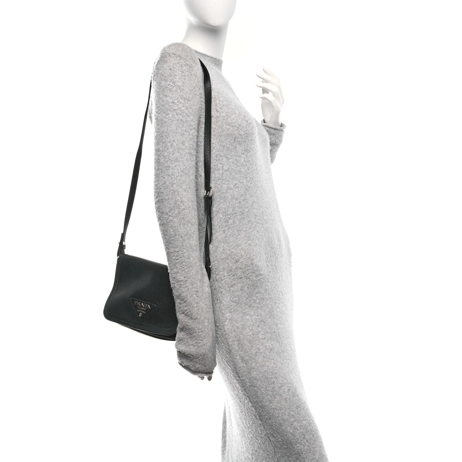 Vitello Daino Flap Crossbody Bag Black - Image 2