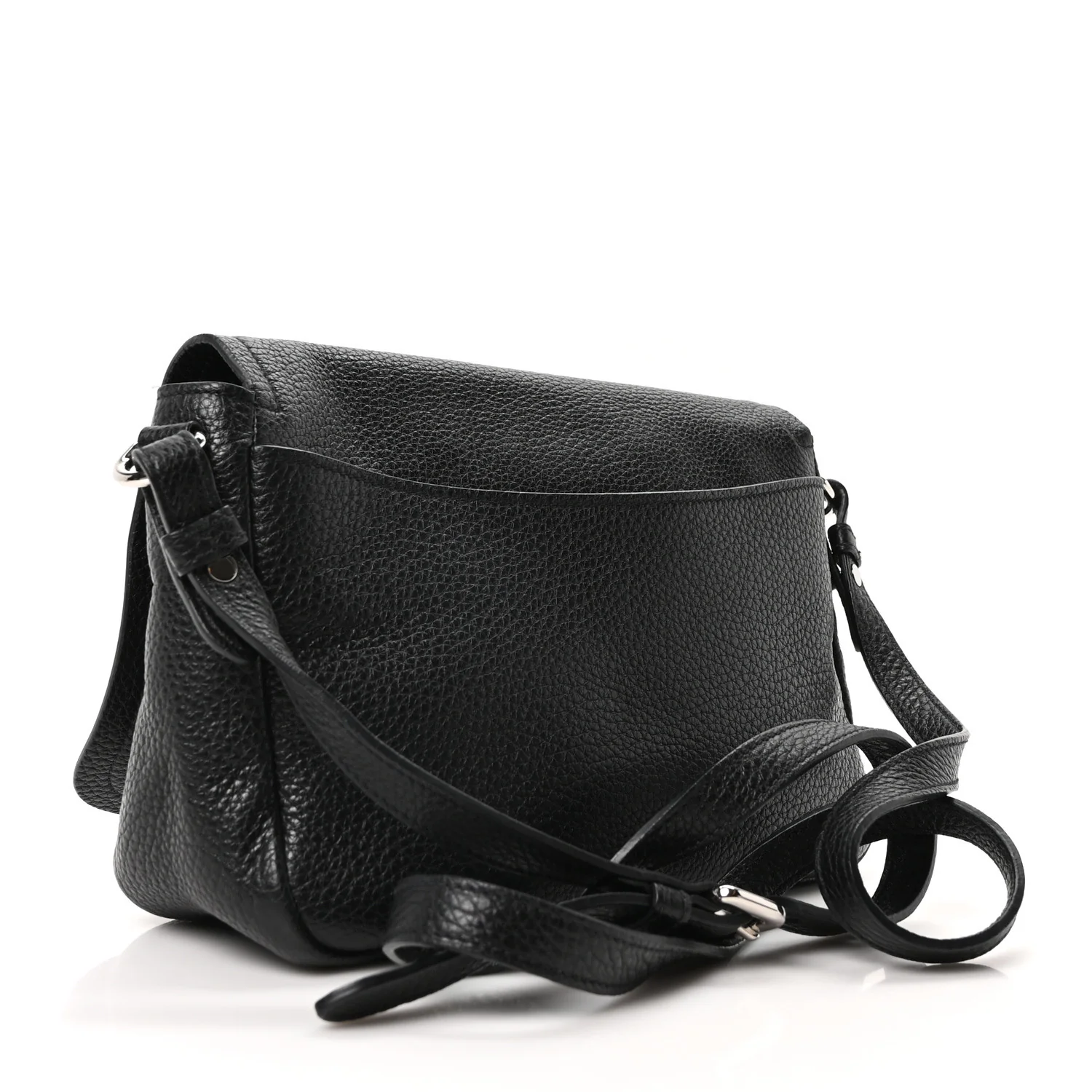 Vitello Daino Flap Crossbody Bag Black - Image 3