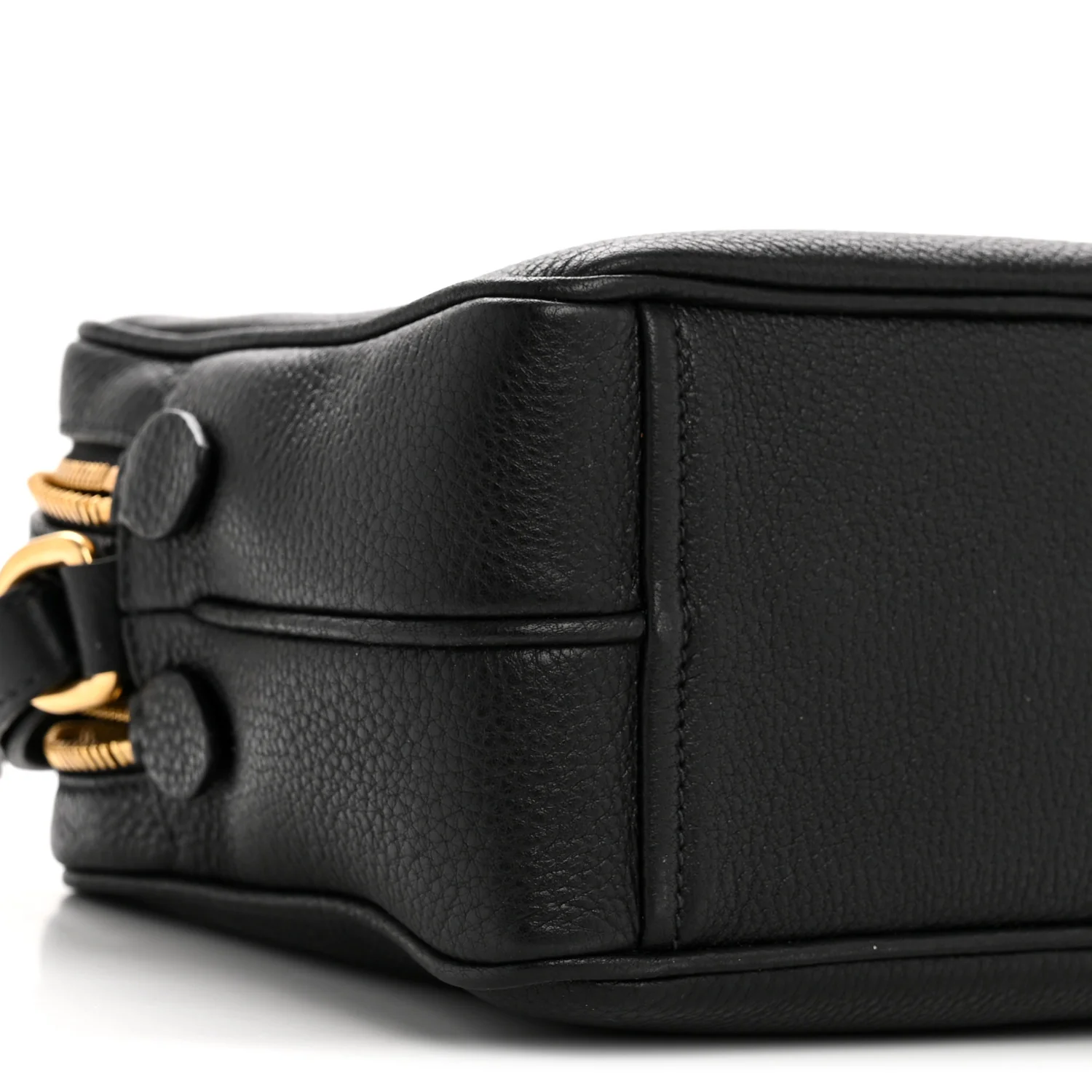 Vitello Daino Medium Double Zip Shoulder Bag Black - Image 10