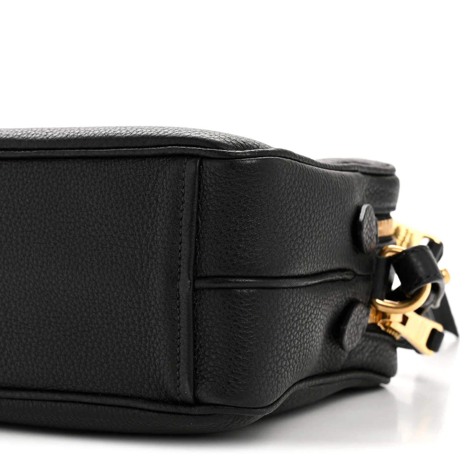Vitello Daino Medium Double Zip Shoulder Bag Black - Image 11