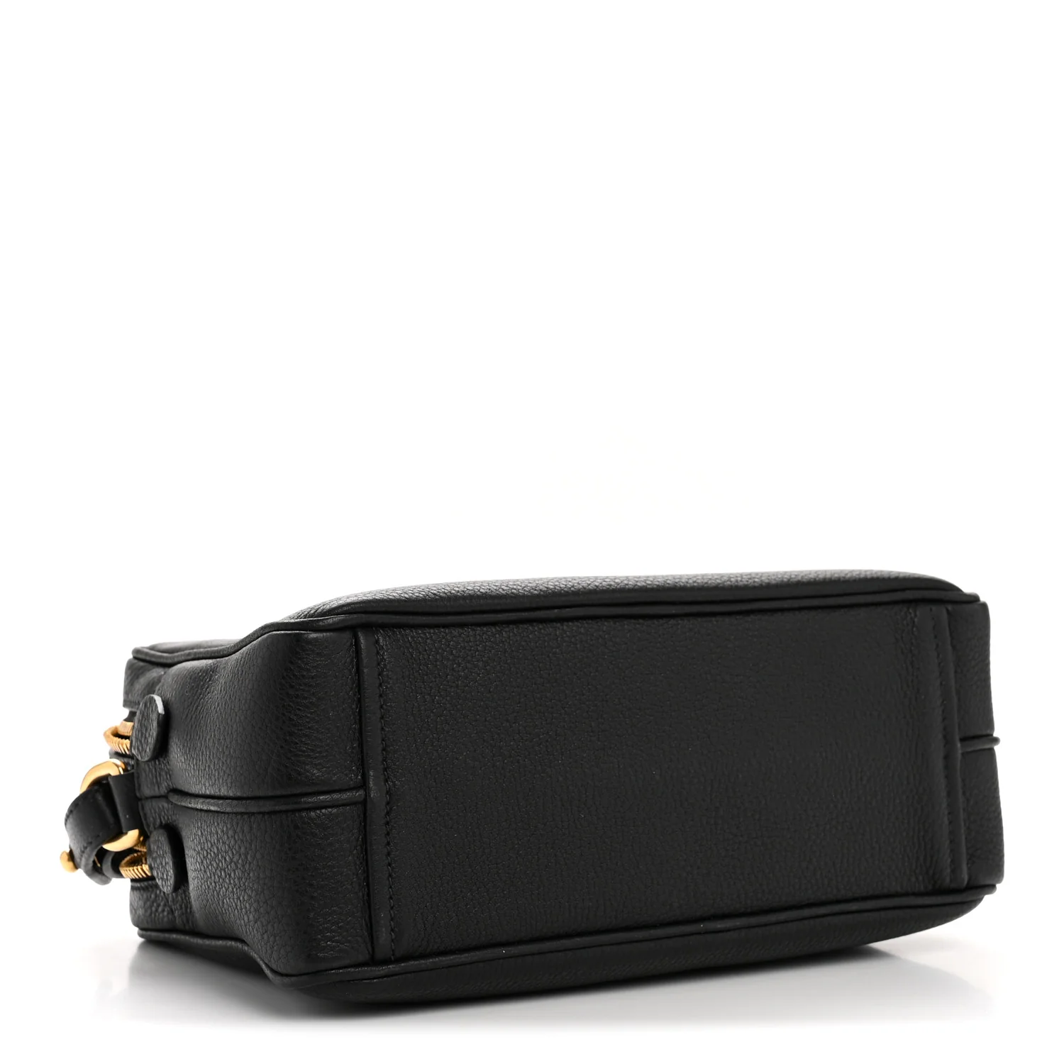 Vitello Daino Medium Double Zip Shoulder Bag Black - Image 4
