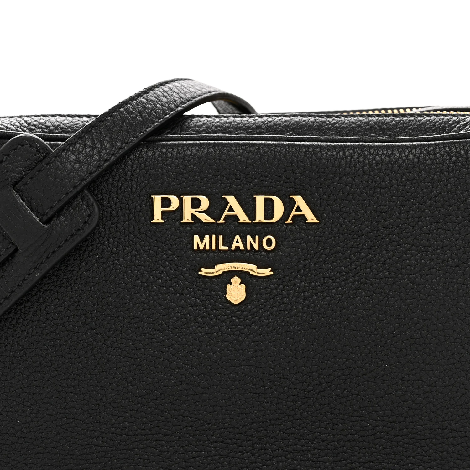 Vitello Daino Medium Double Zip Shoulder Bag Black - Image 9