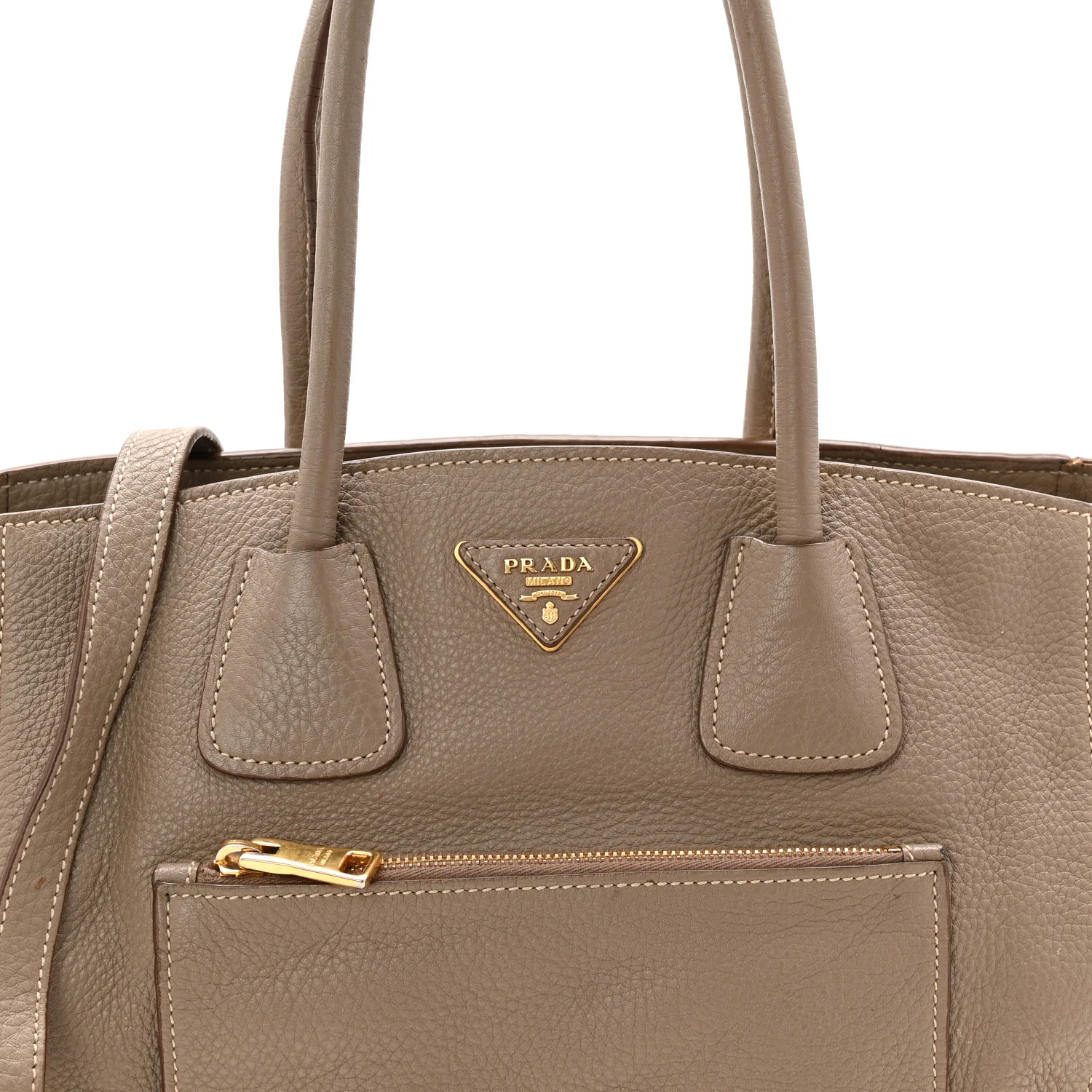 Vitello Daino Pocket Shopping Tote Cammeo - Image 8