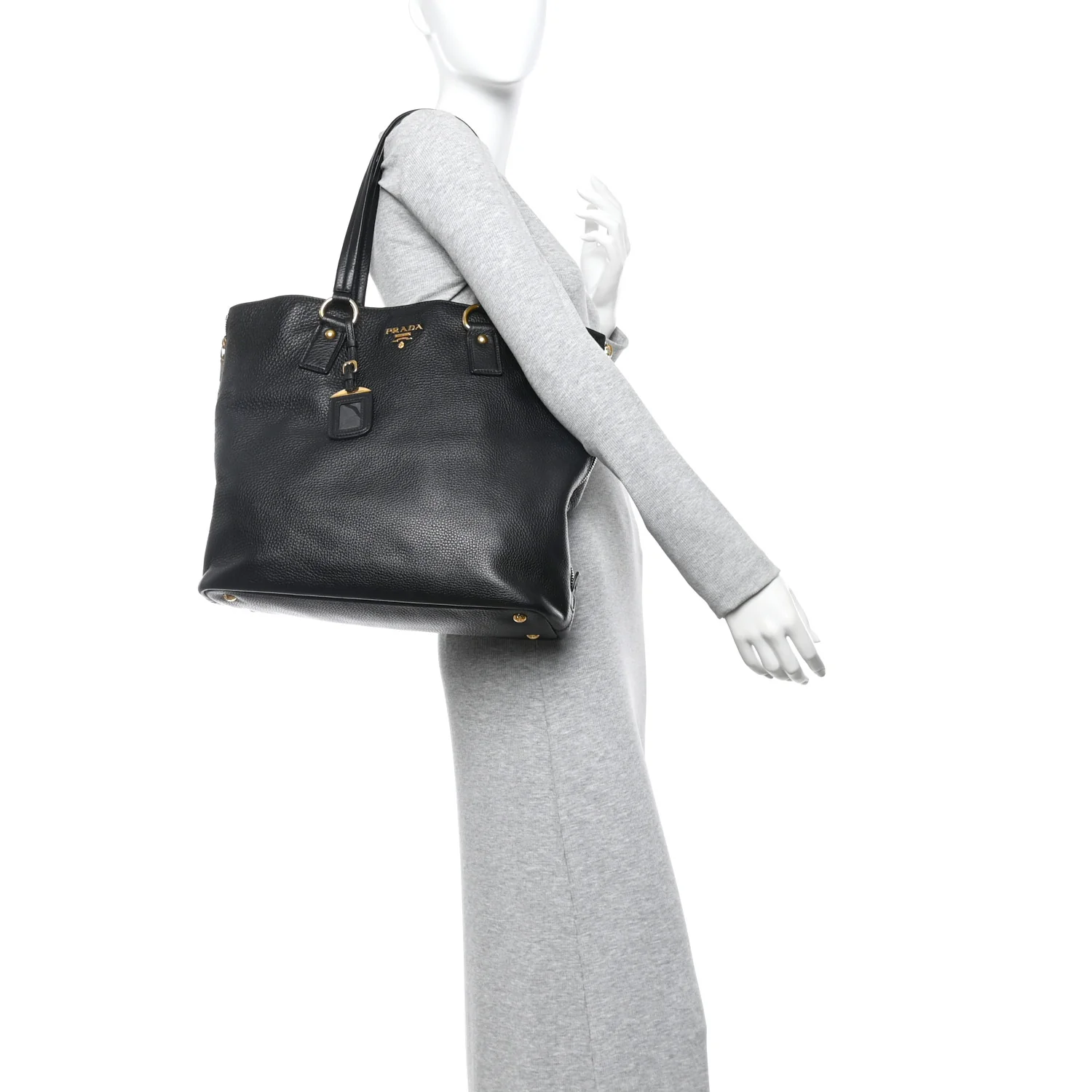 Vitello Daino Side Pocket Tote Black - Image 2