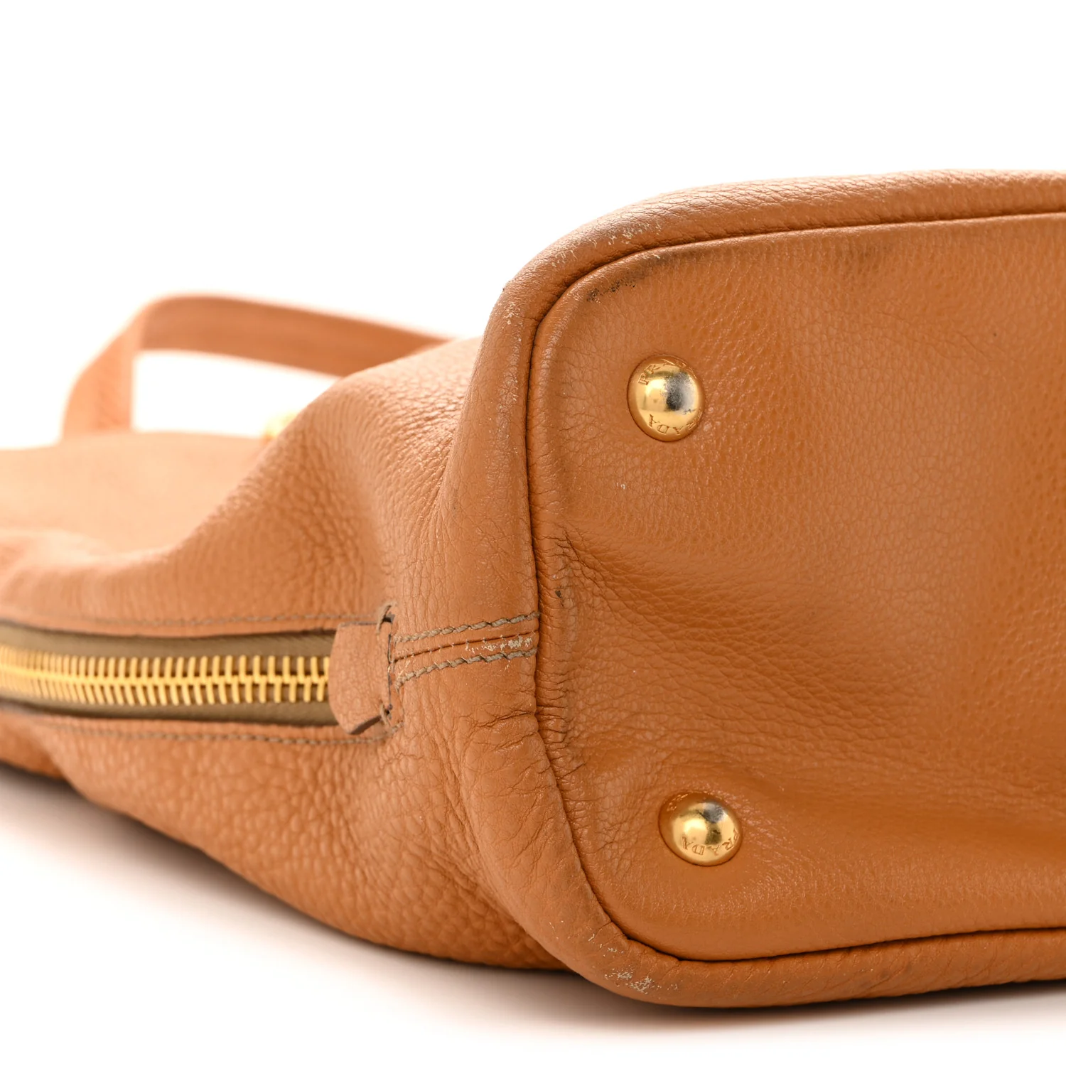 Vitello Daino Side Zip Shopper Tote Caramel - Image 9