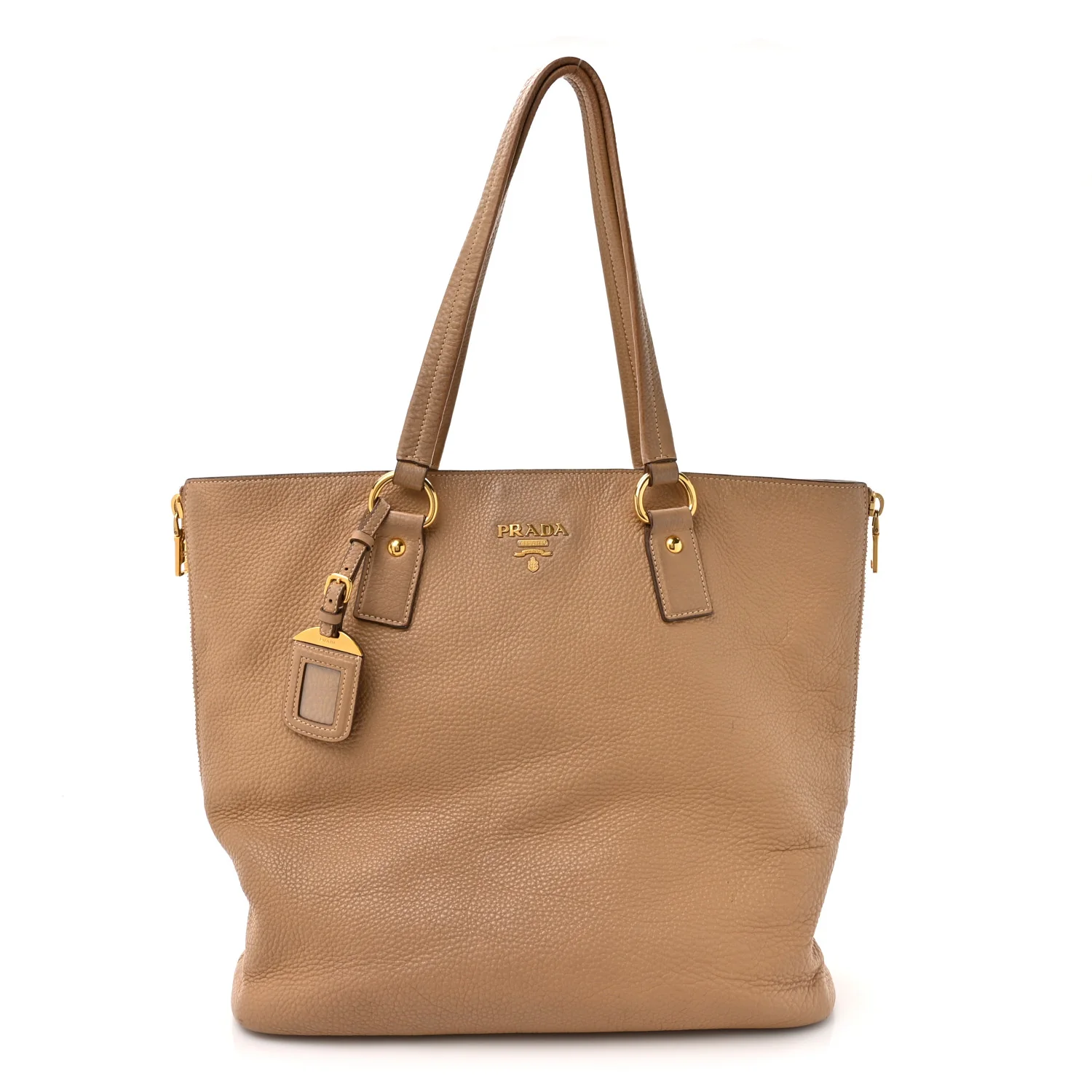 Vitello Daino Side Zip Shopper Tote Sesamo