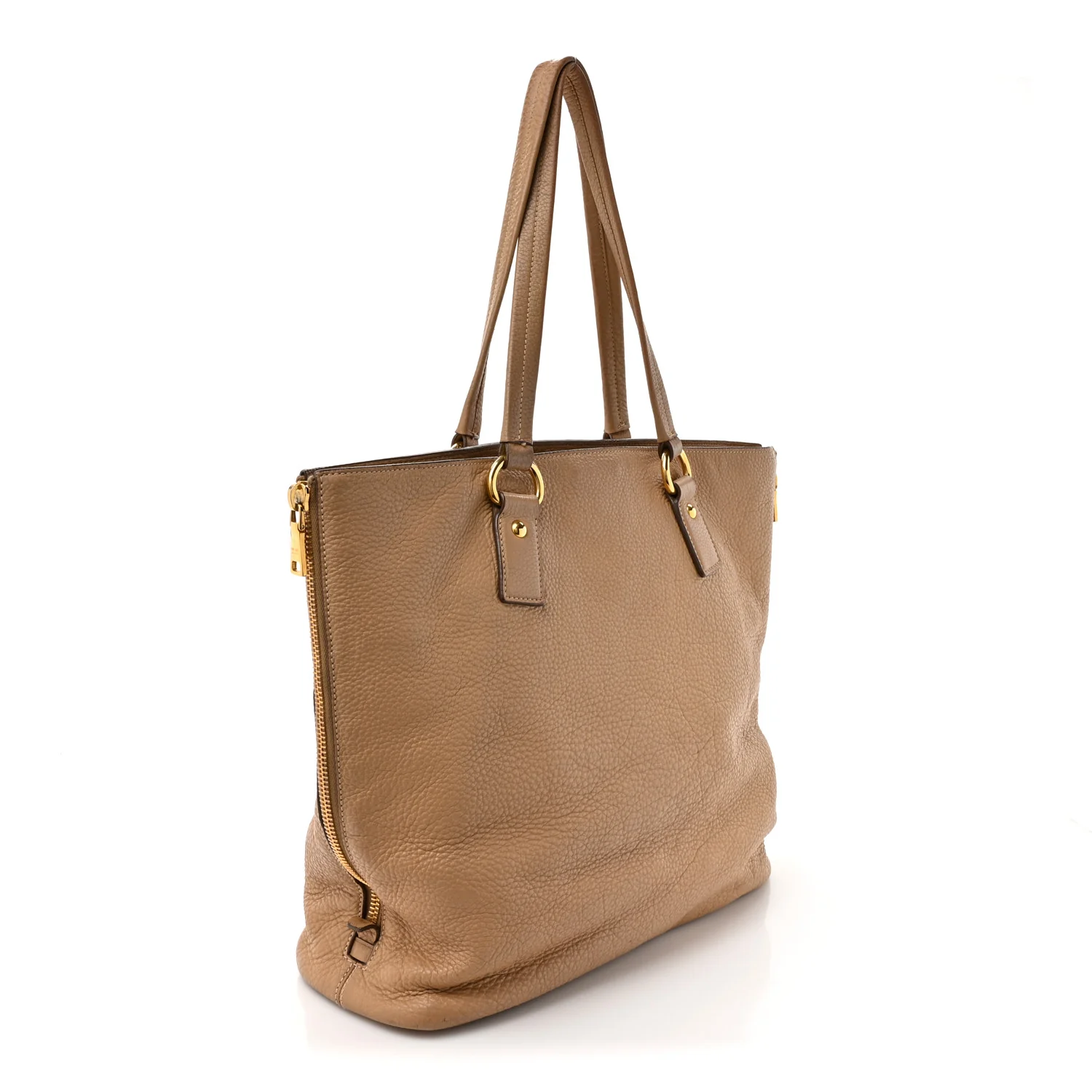 Vitello Daino Side Zip Shopper Tote Sesamo - Image 3