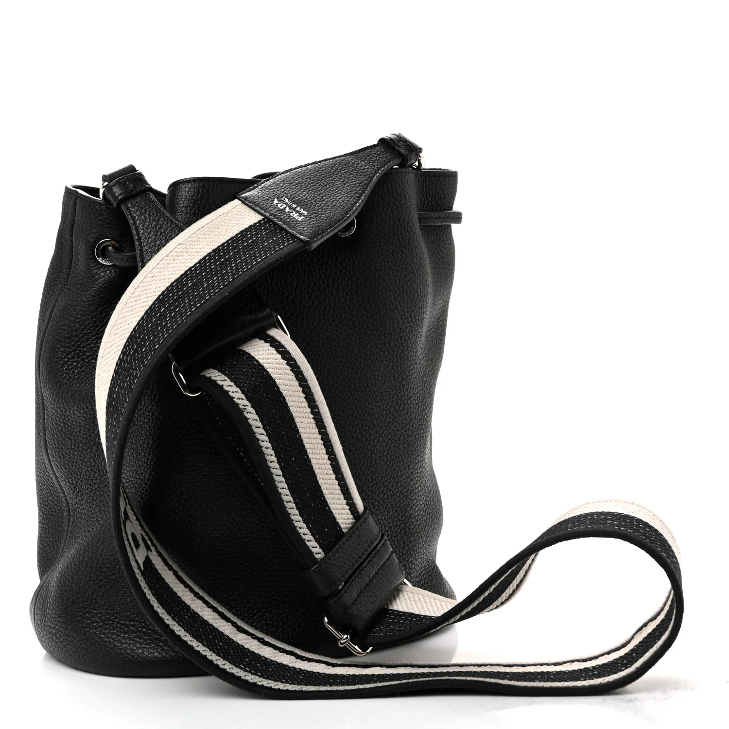 Vitello Daino Soft Drawstring Bucket Bag Black - Image 3