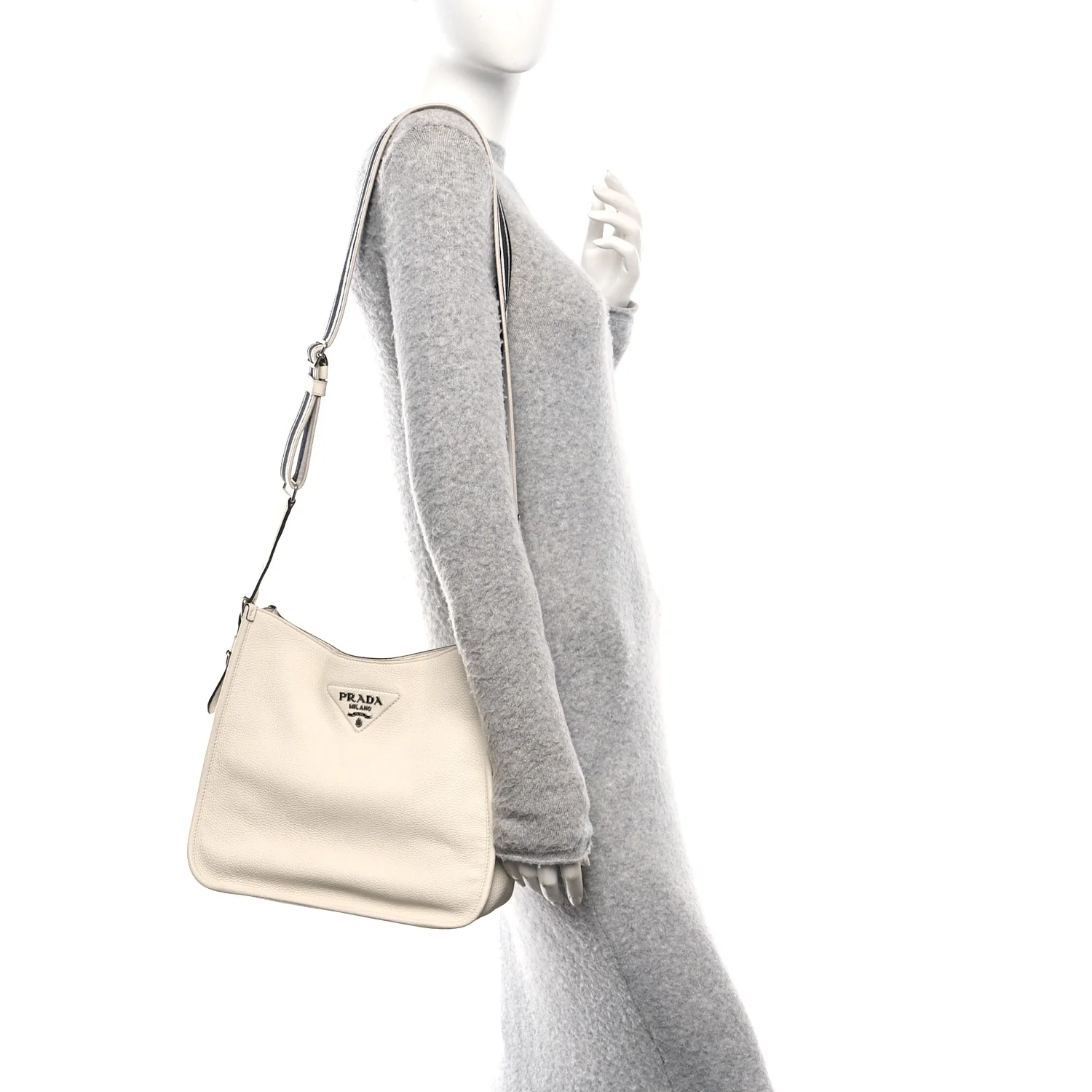 Vitello Daino Soft Hobo Messenger Bag White - Image 2