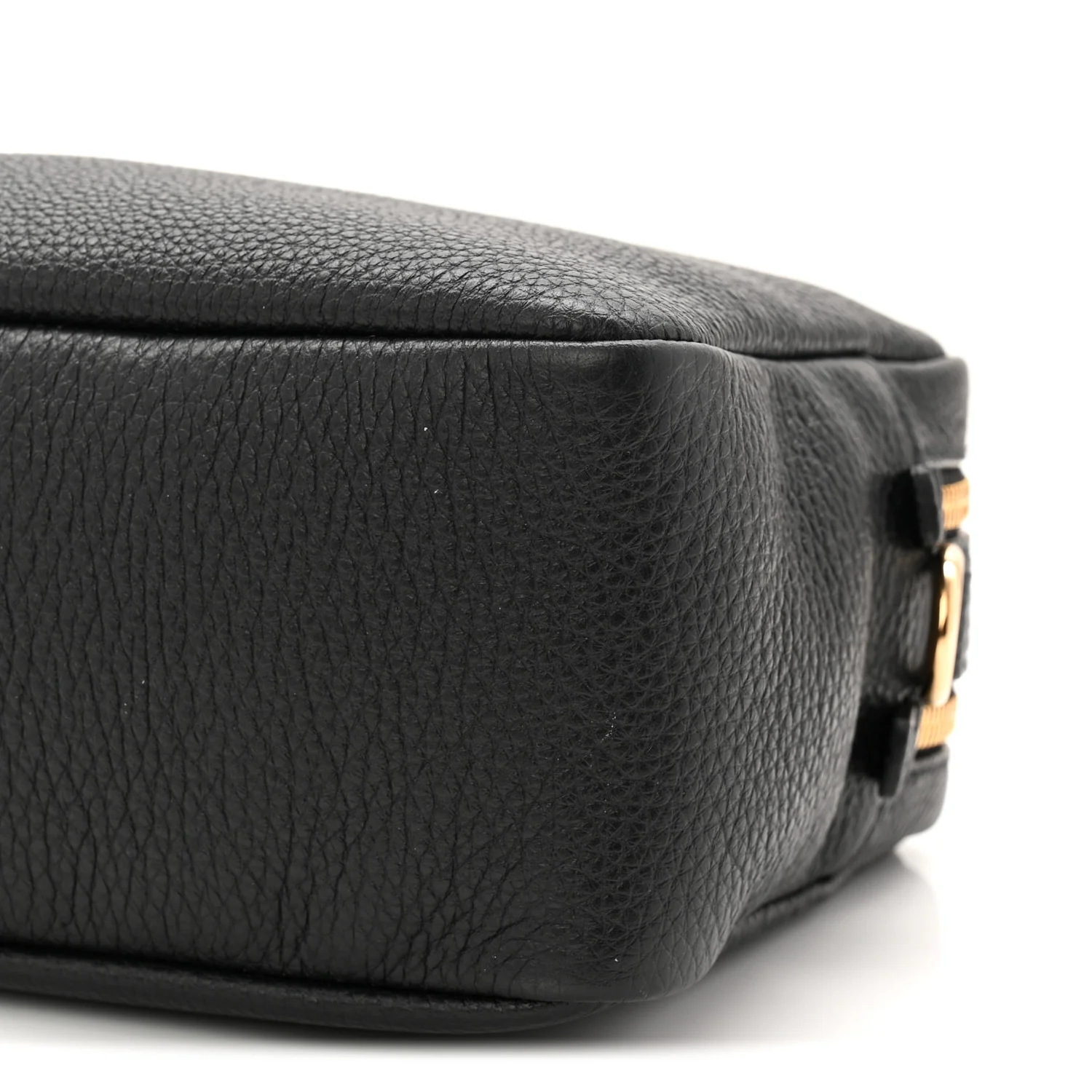 Vitello Daino Soft Medium Double Zip Shoulder Bag Black - Image 10