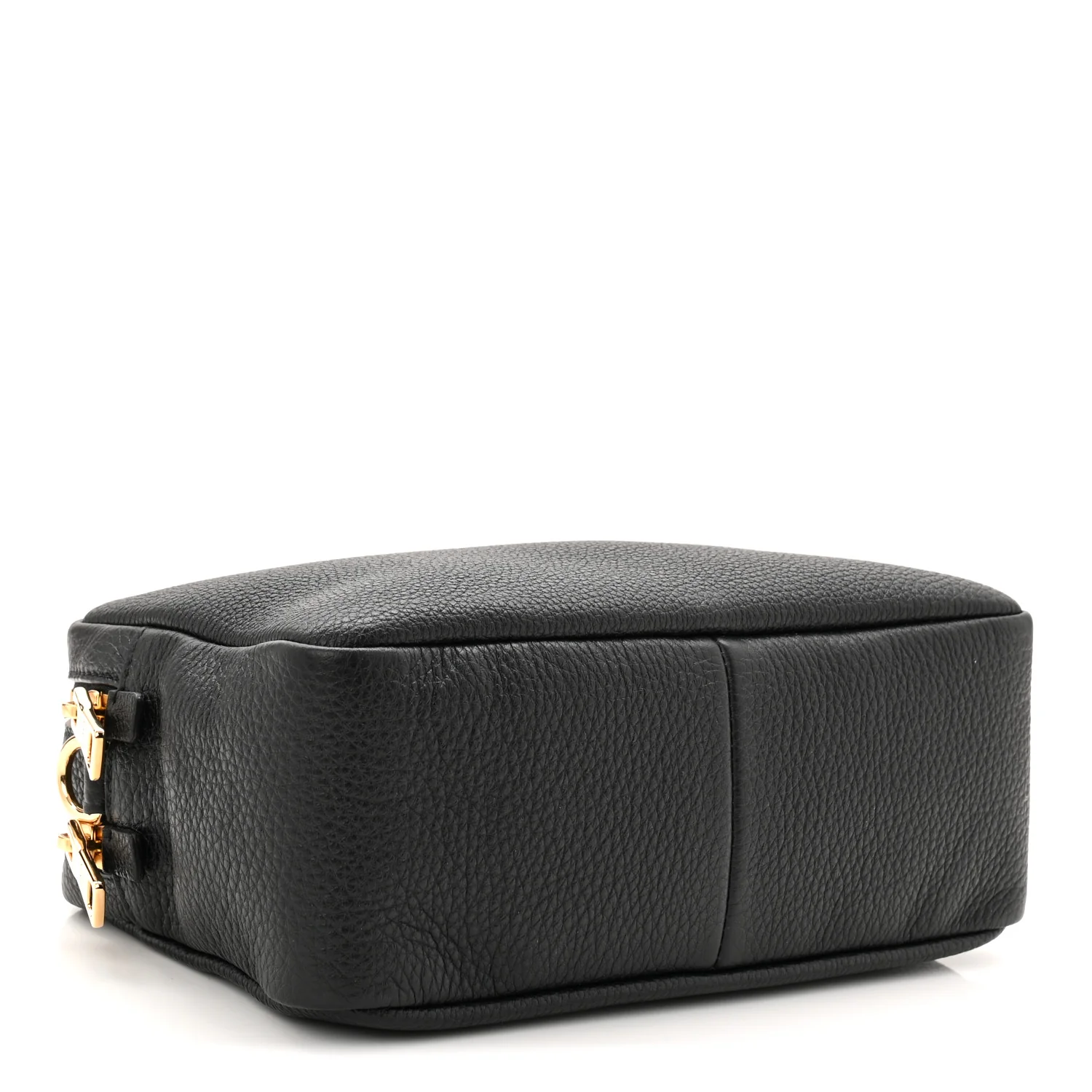 Vitello Daino Soft Medium Double Zip Shoulder Bag Black - Image 4