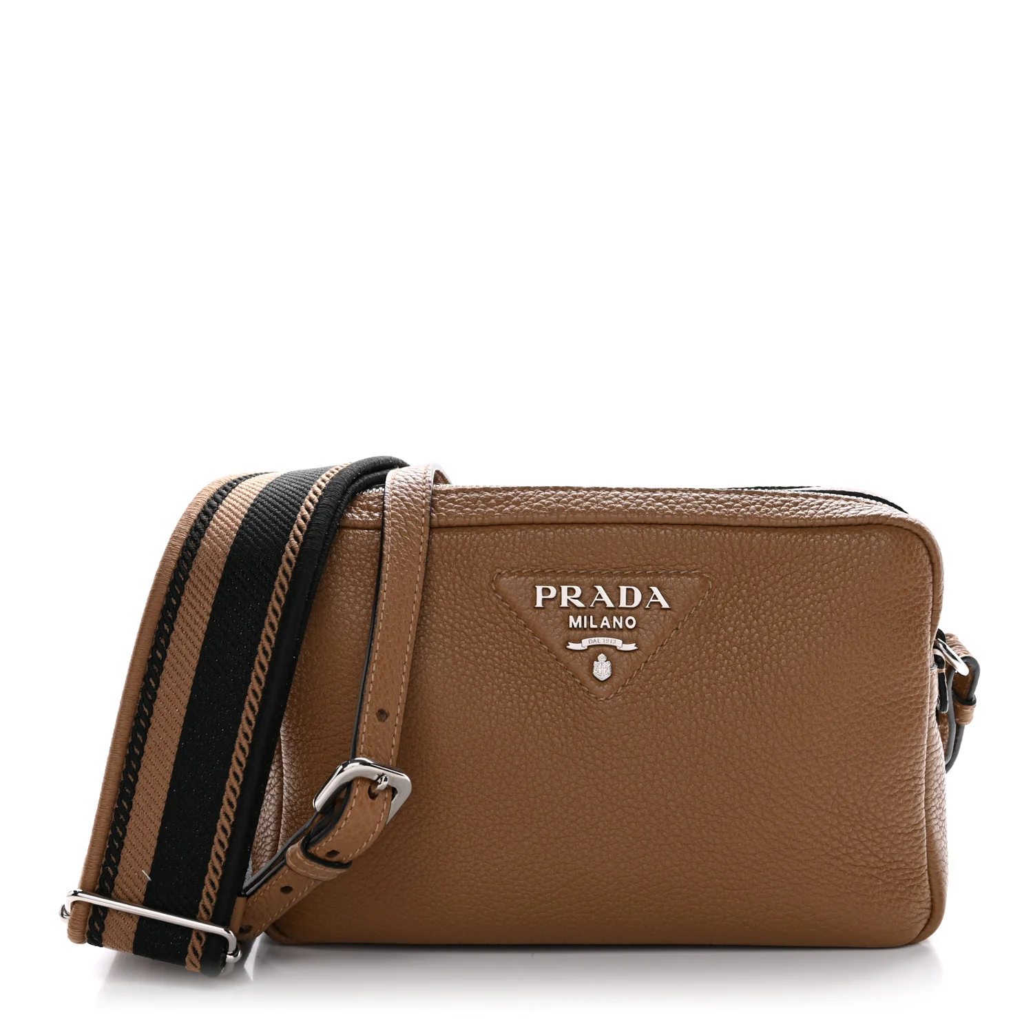 Vitello Daino Soft Medium Double Zip Shoulder Bag Sesamo