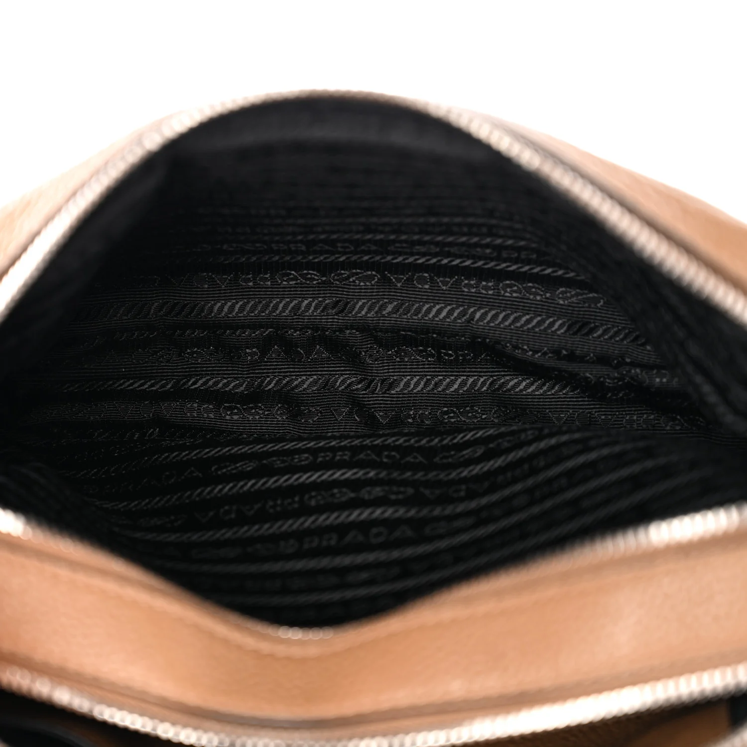 Vitello Daino Soft Medium Double Zip Shoulder Bag Sesamo - Image 8