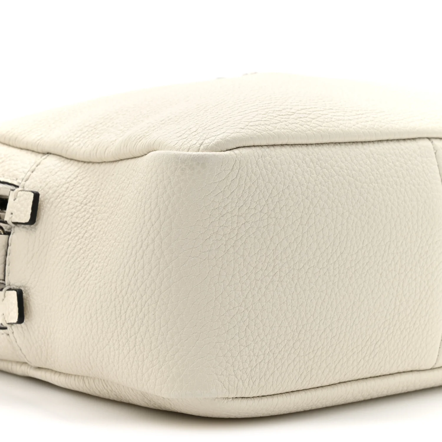 Vitello Daino Soft Medium Double Zip Shoulder Bag White - Image 10