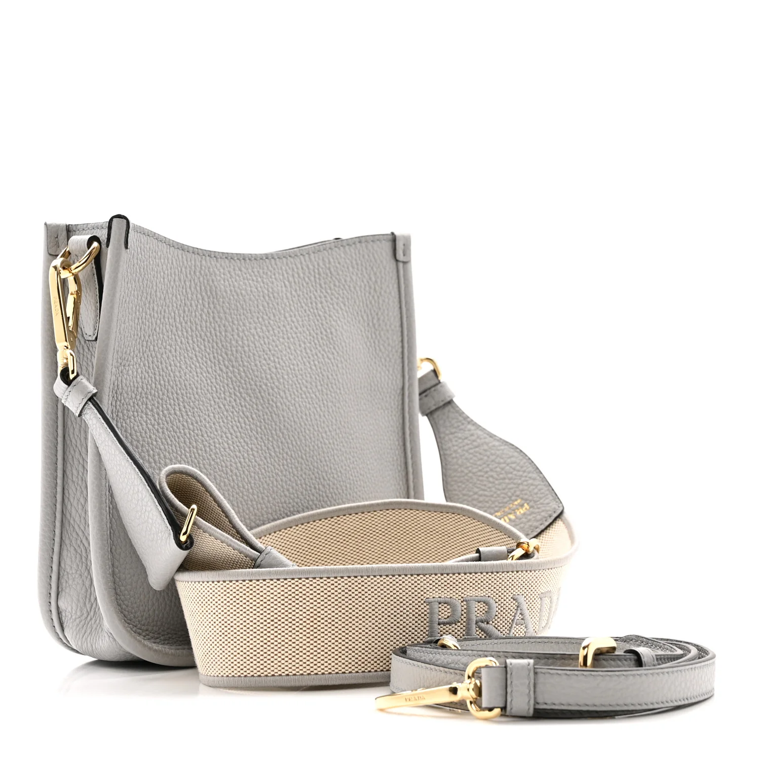 Vitello Daino Soft Mini Hobo Messenger Bag Granite Gray - Image 3