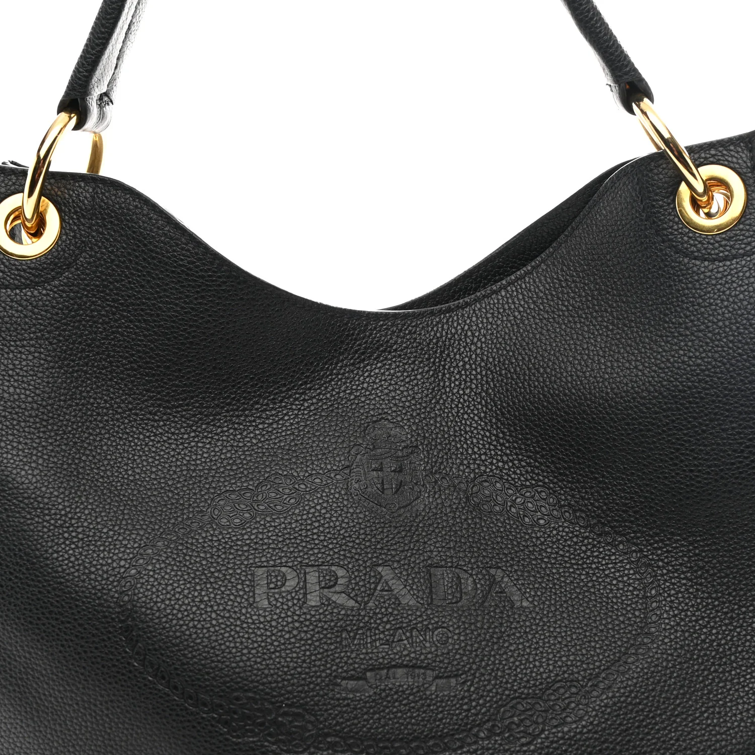Vitello Phenix Embossed Logo Hobo Black - Image 7