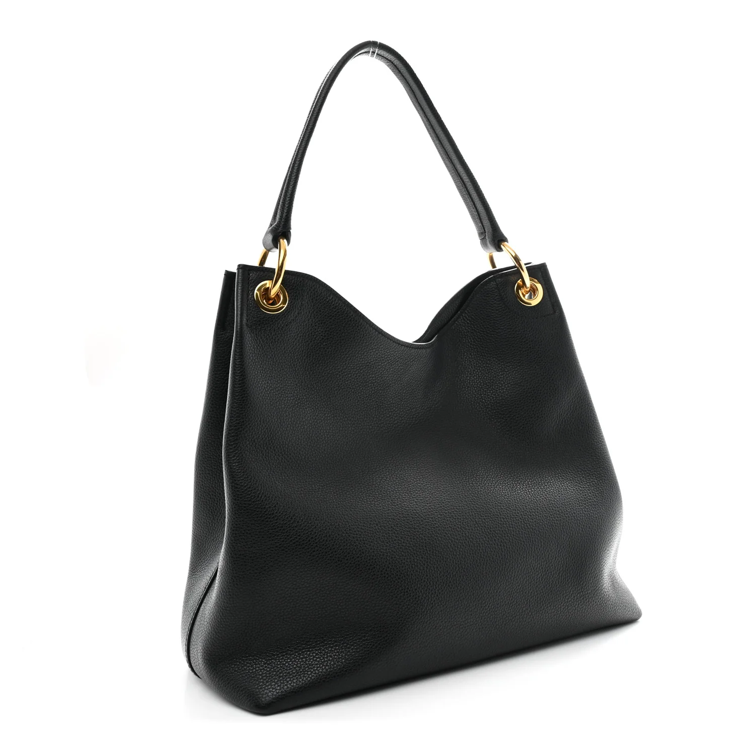 Vitello Phenix Embossed Logo Hobo Black - Image 3