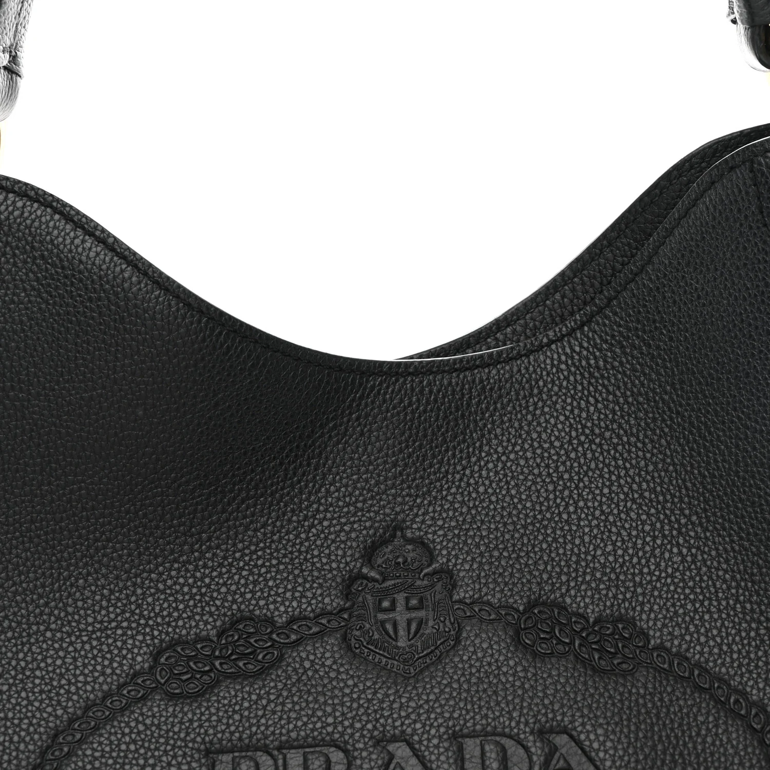 Vitello Phenix Embossed Logo Hobo Black - Image 8
