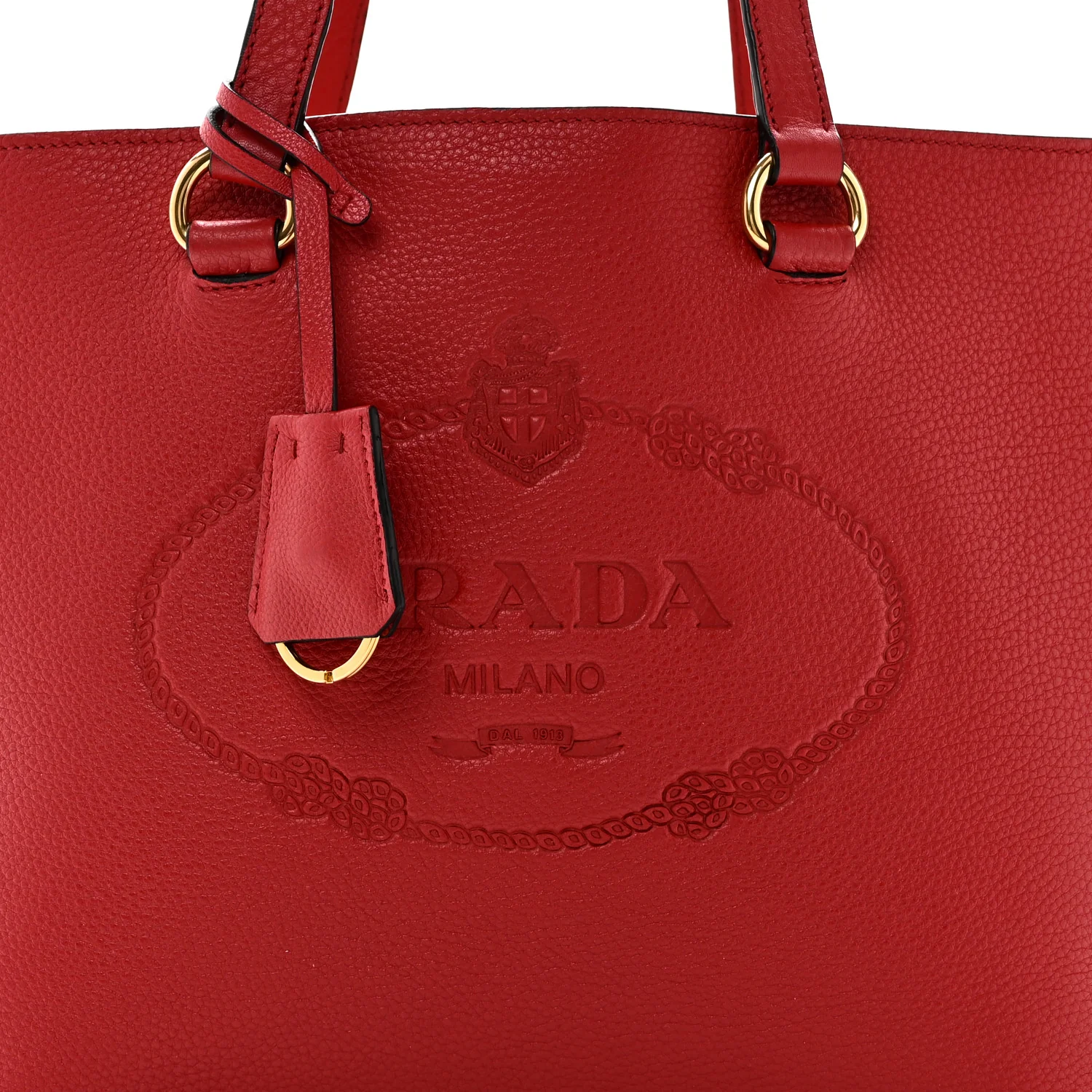 Vitello Phenix Embossed Logo Tote Rosso - Image 8
