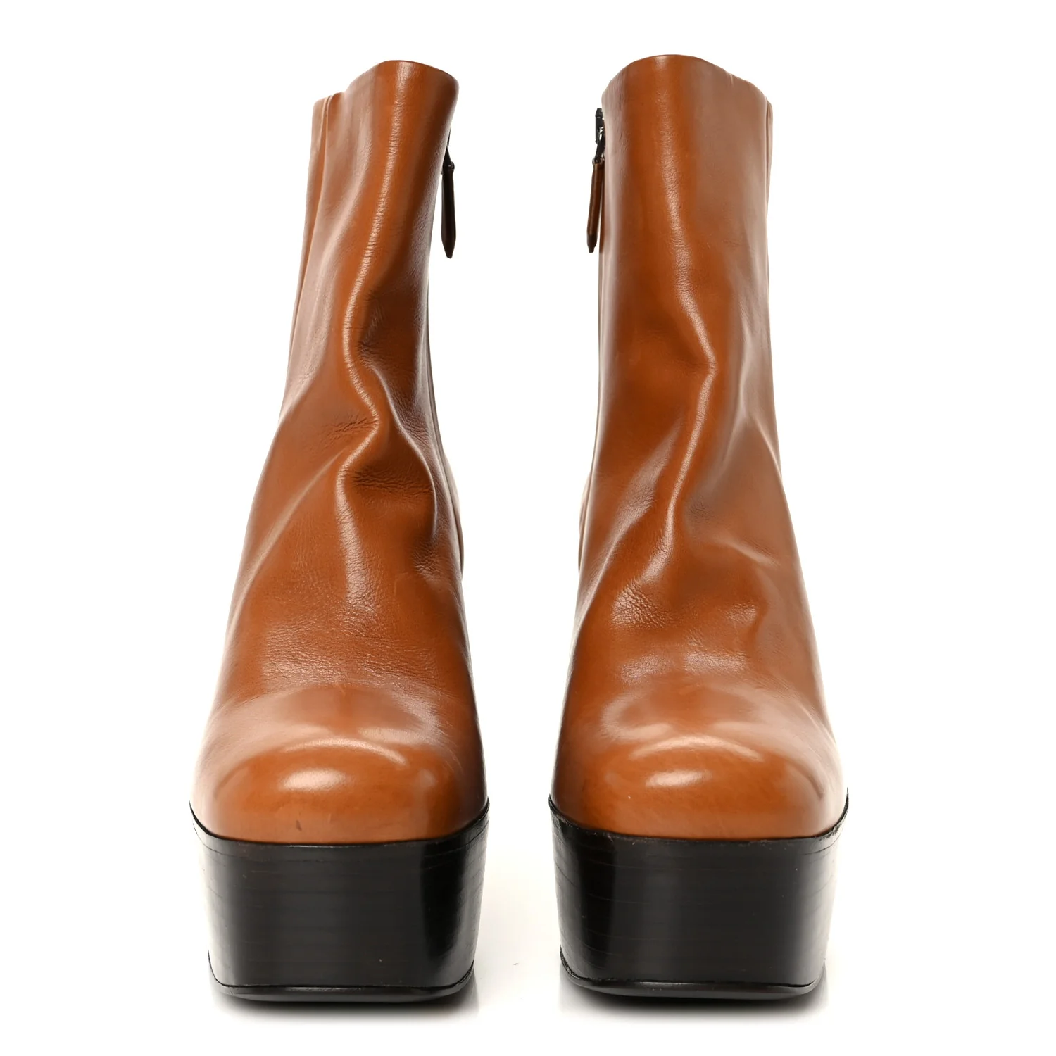 Vitello Platform Ankle Booties 37.5 Cognac - Image 3