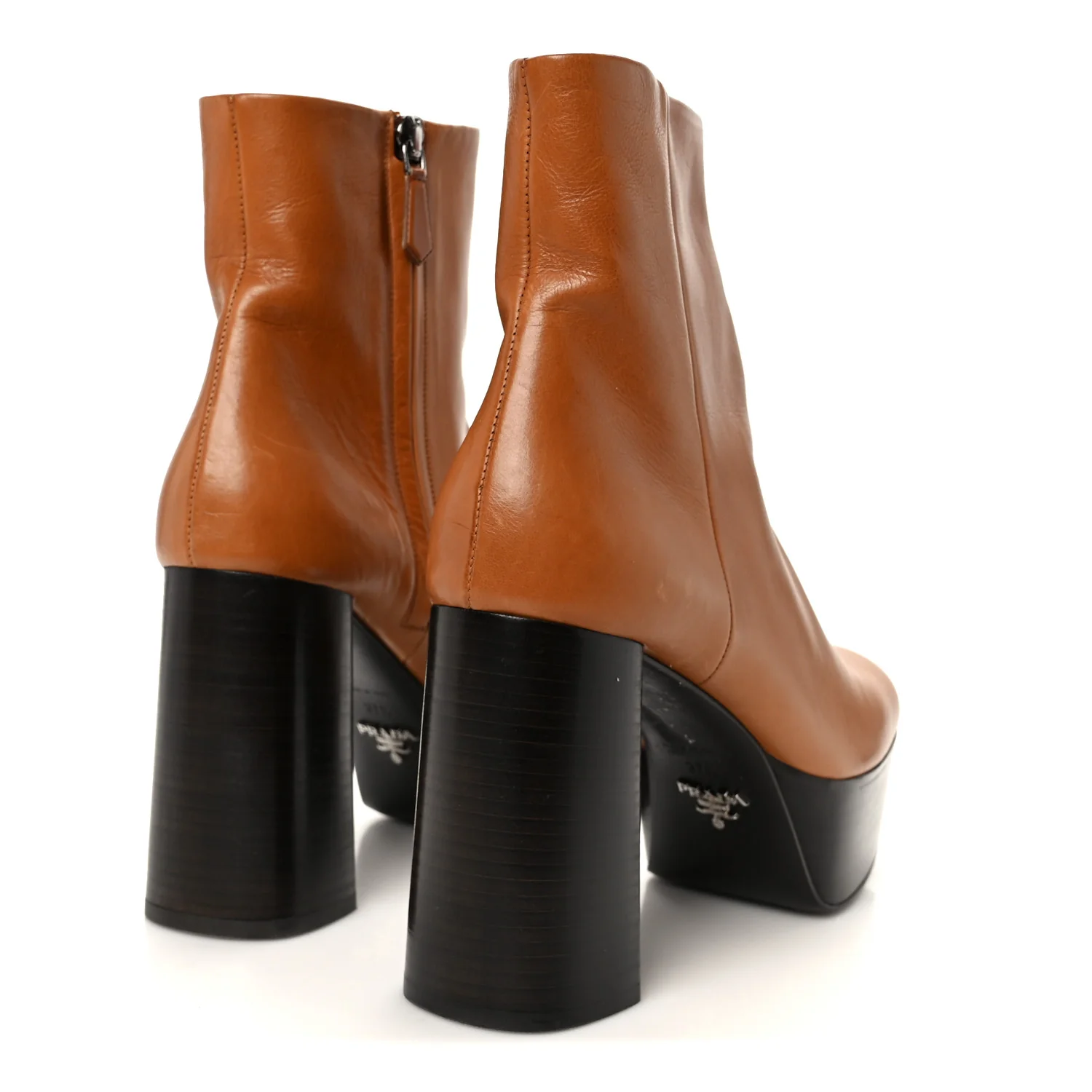 Vitello Platform Ankle Booties 37.5 Cognac - Image 5