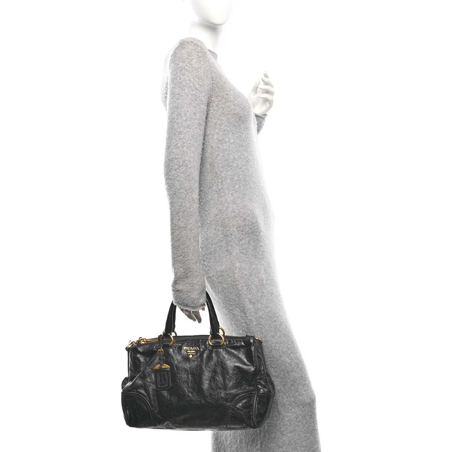 Vitello Shine Shopping Satchel Black - Image 2