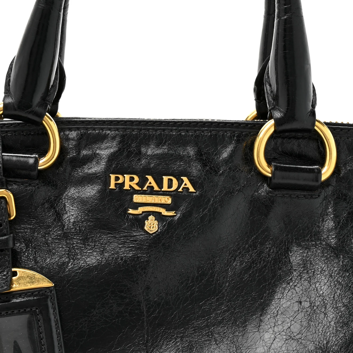 Vitello Shine Shopping Satchel Black - Image 7
