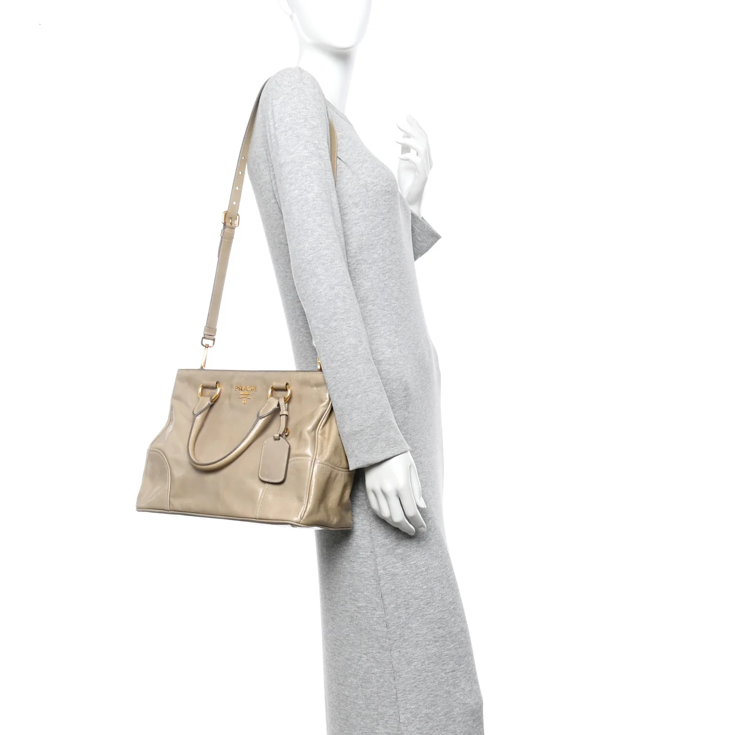 Vitello Shine Shopping Satchel Pomice - Image 2