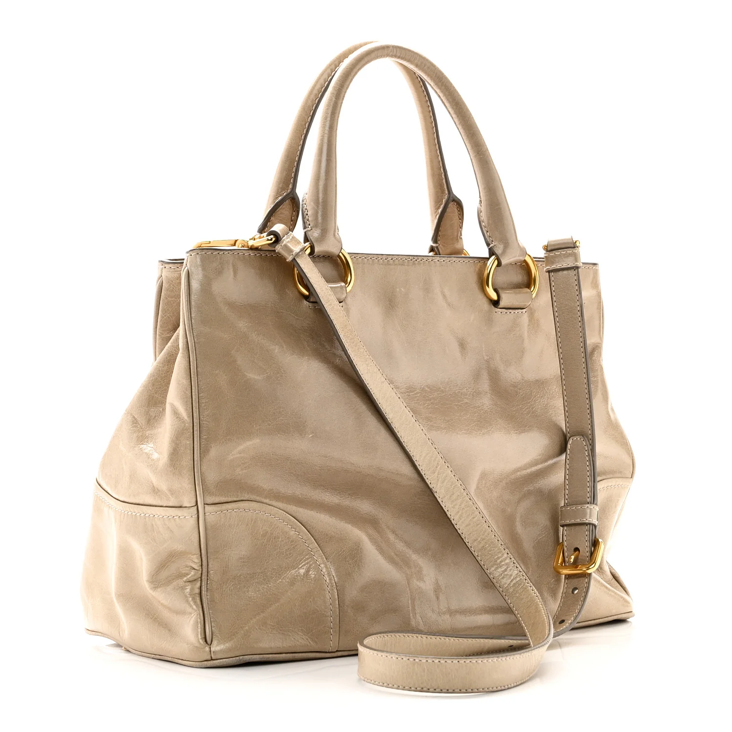 Vitello Shine Shopping Satchel Pomice - Image 3