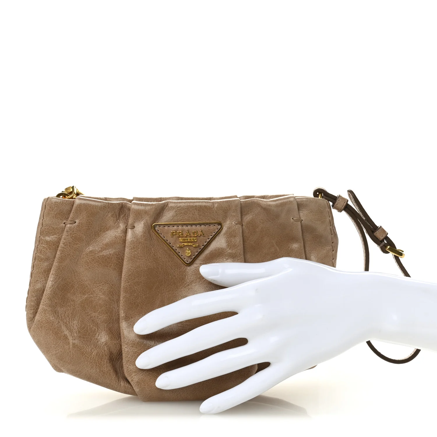 Vitello Shine Wristlet Clutch Cammeo - Image 2