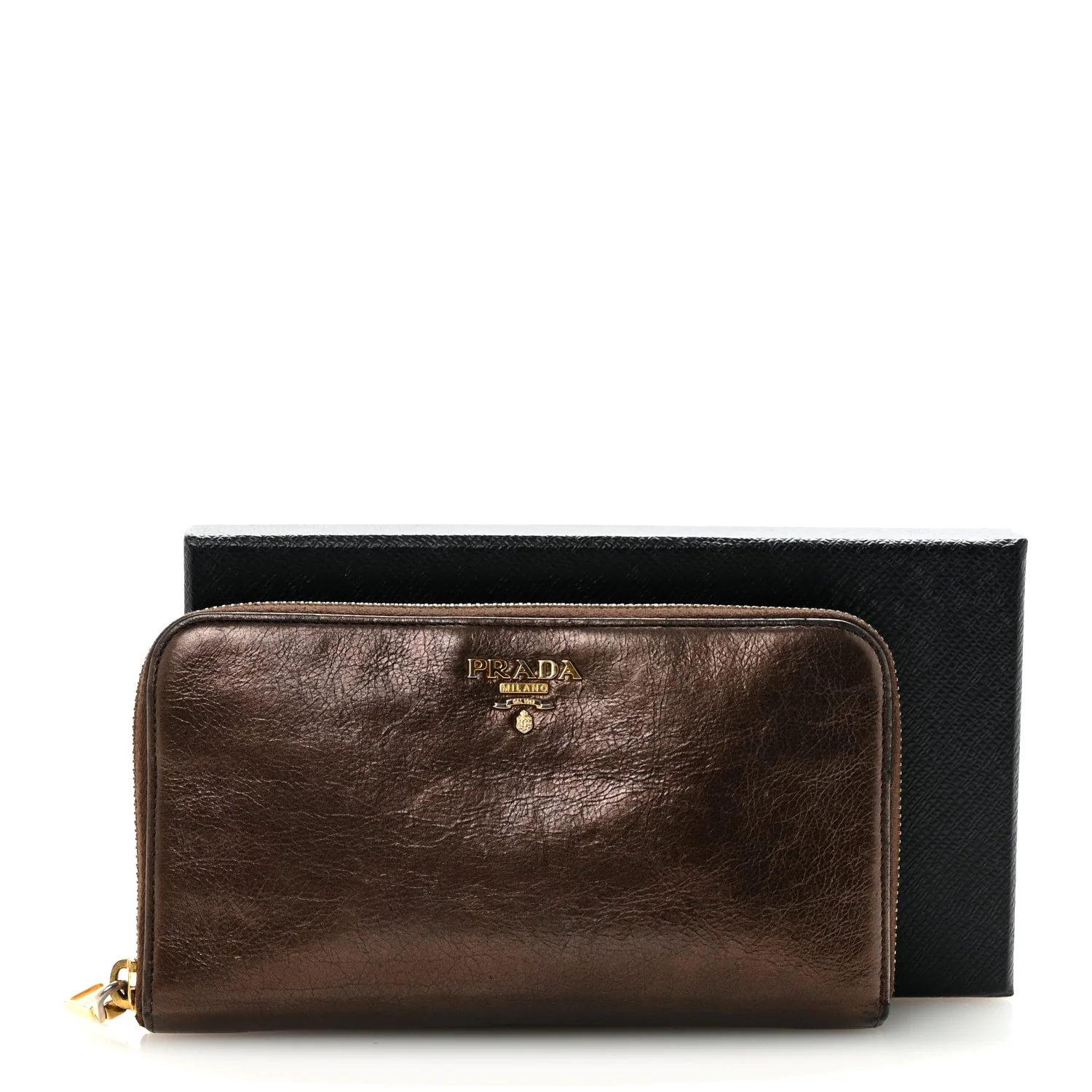 Vitello Shine Zip Around Wallet Brown - Image 8