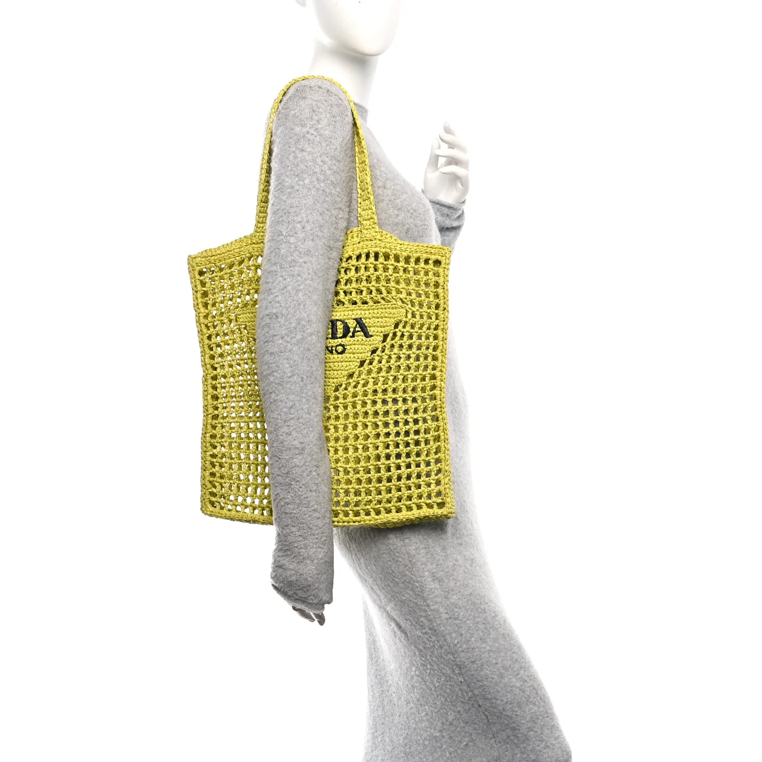 Yarn Raffia Effect Crochet Logo Embroidered Tote Bag Cedro - Image 2