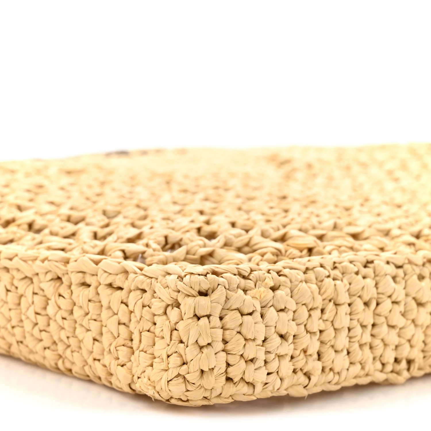 Yarn Raffia Effect Crochet Logo Embroidered Tote Bag Naturale - Image 9