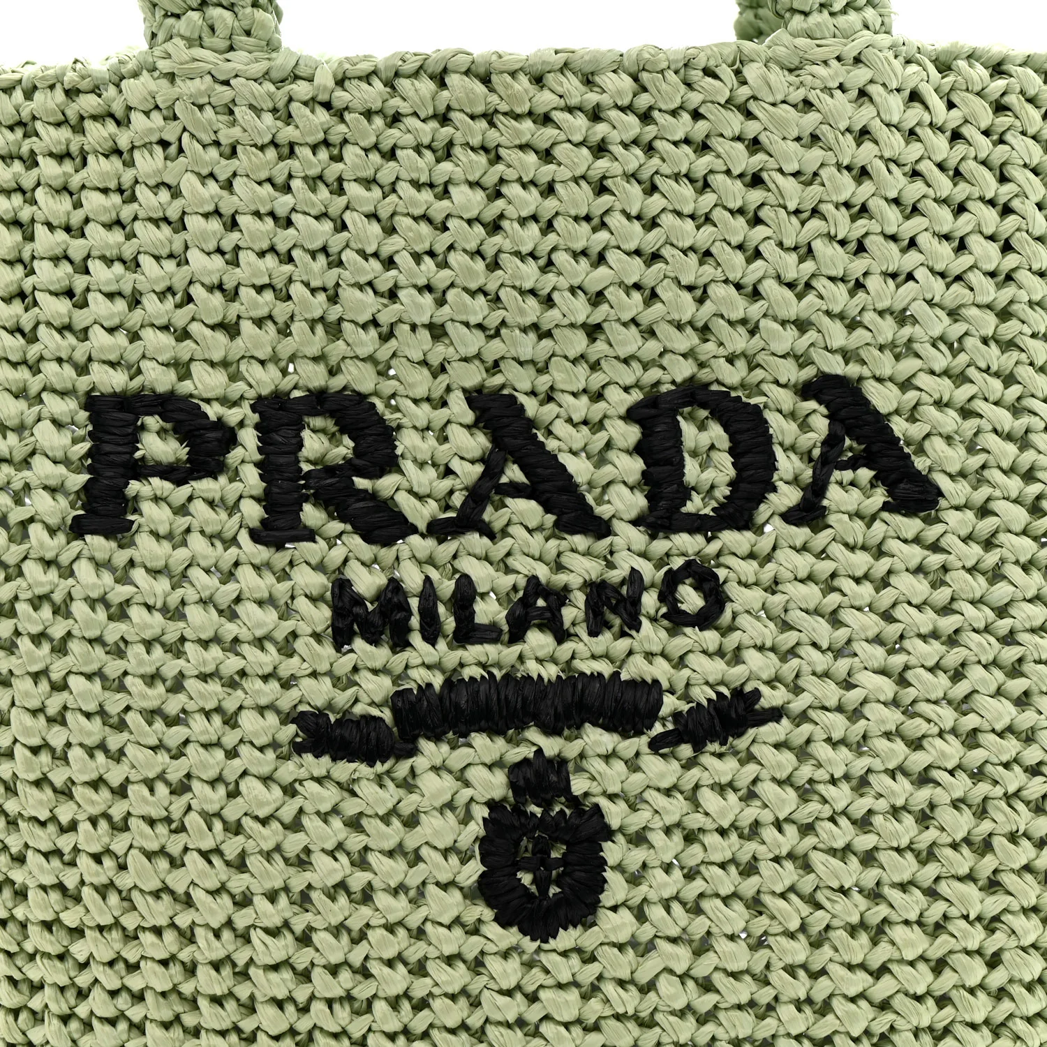 Yarn Raffia Effect Crochet Small Logo Tote Acqua - Image 9