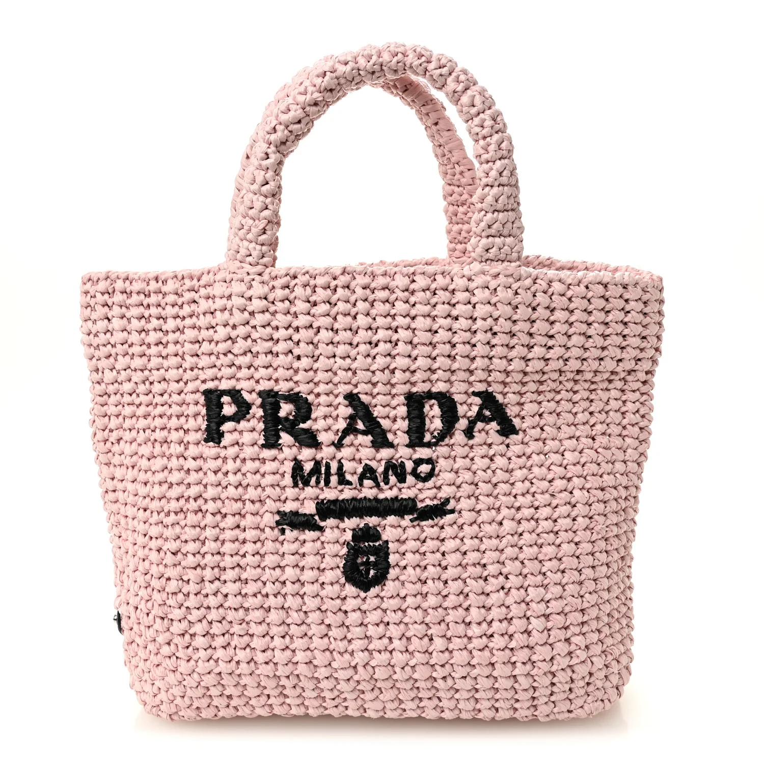 Yarn Raffia Effect Crochet Small Logo Tote Alabastro