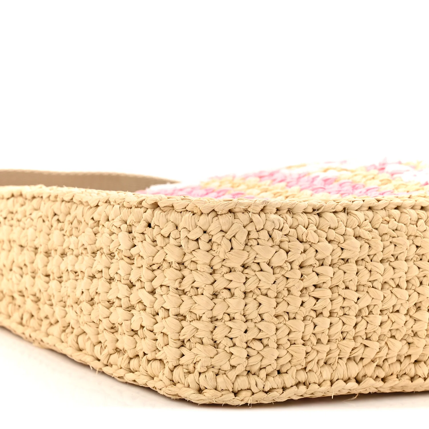 Yarn Raffia Effect Crochet Striped Re-Edition 2005 Shoulder Bag Naturale Petalo - Image 10