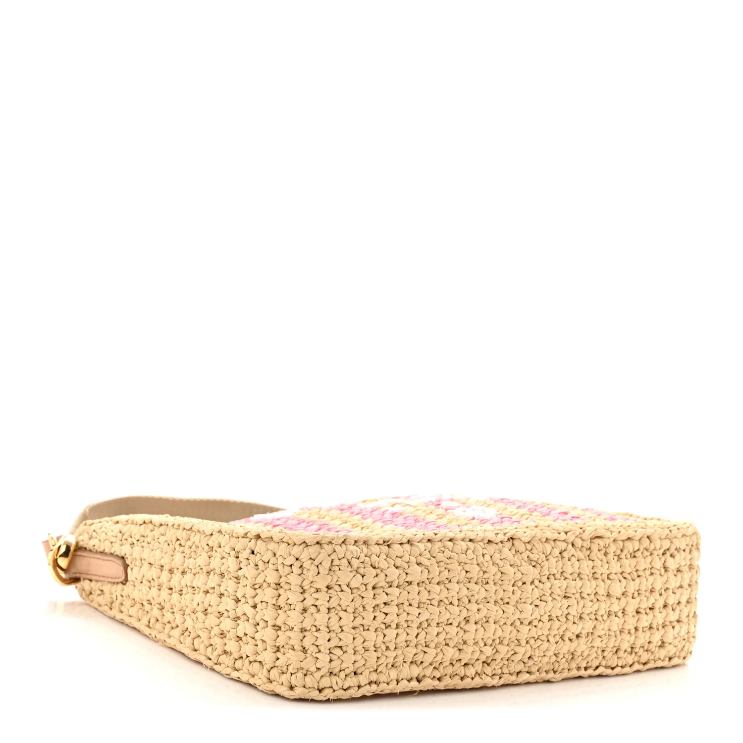 Yarn Raffia Effect Crochet Striped Re-Edition 2005 Shoulder Bag Naturale Petalo - Image 4