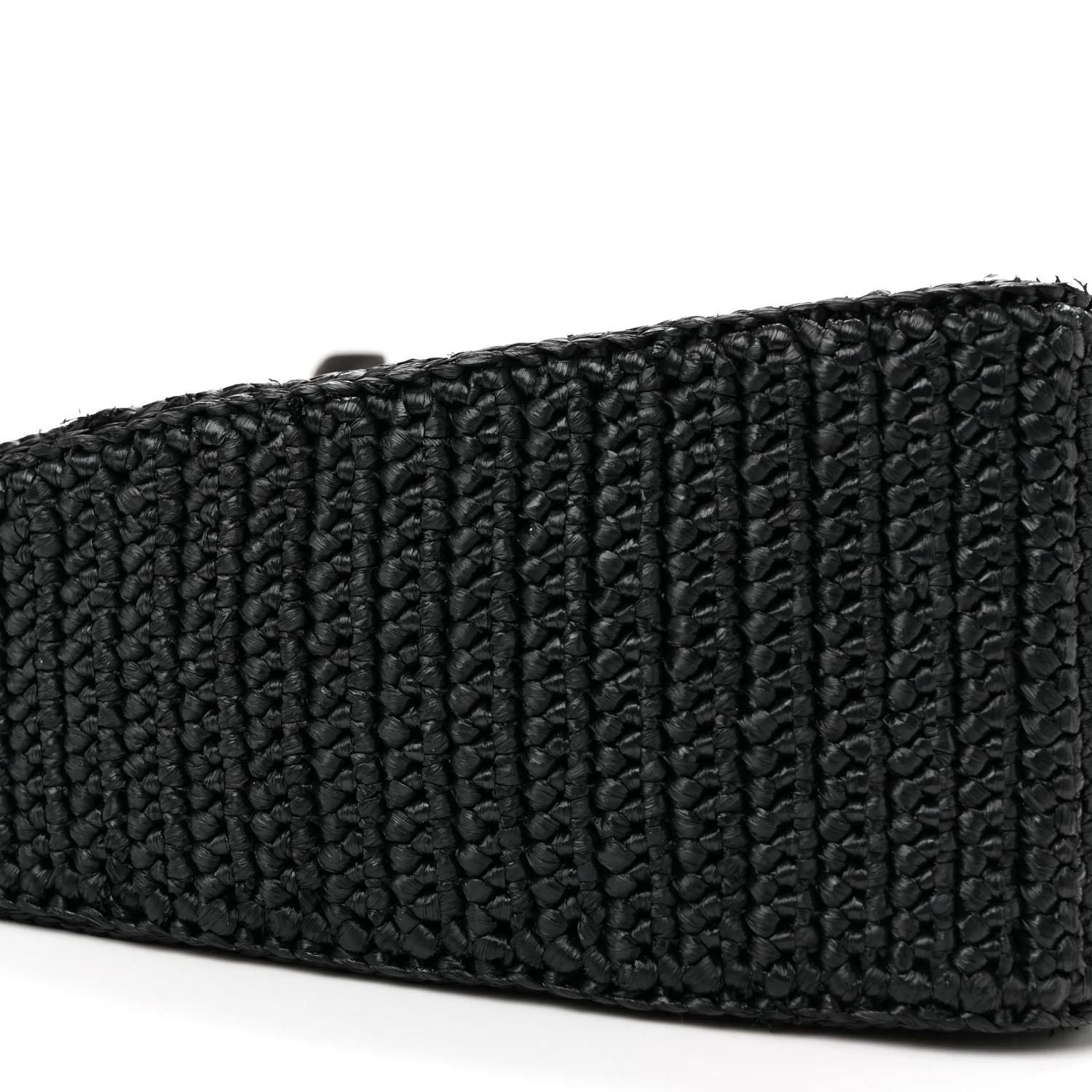 Yarn Raffia Effect Crochet Triangle Shoulder Bag Black - Image 10