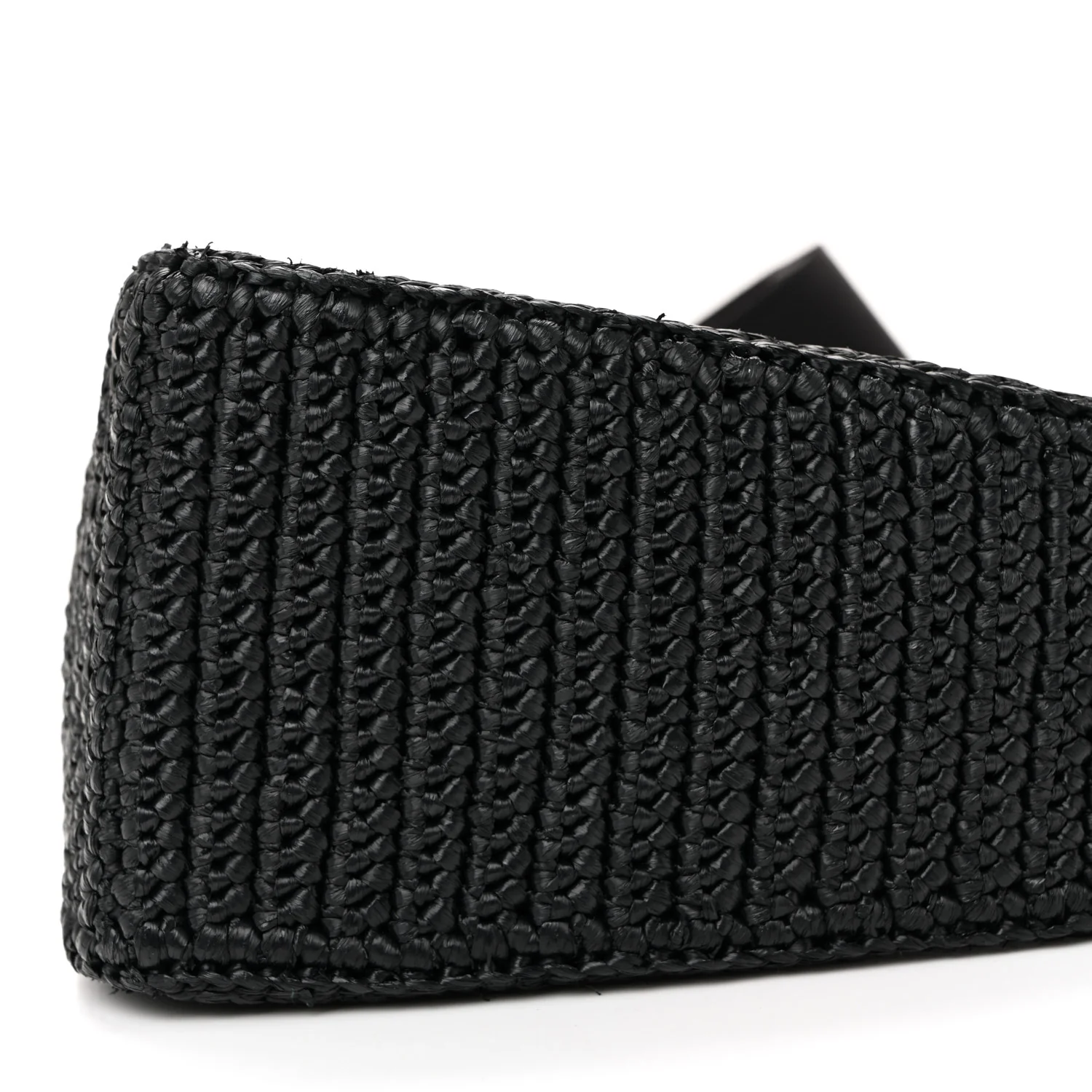 Yarn Raffia Effect Crochet Triangle Shoulder Bag Black - Image 11
