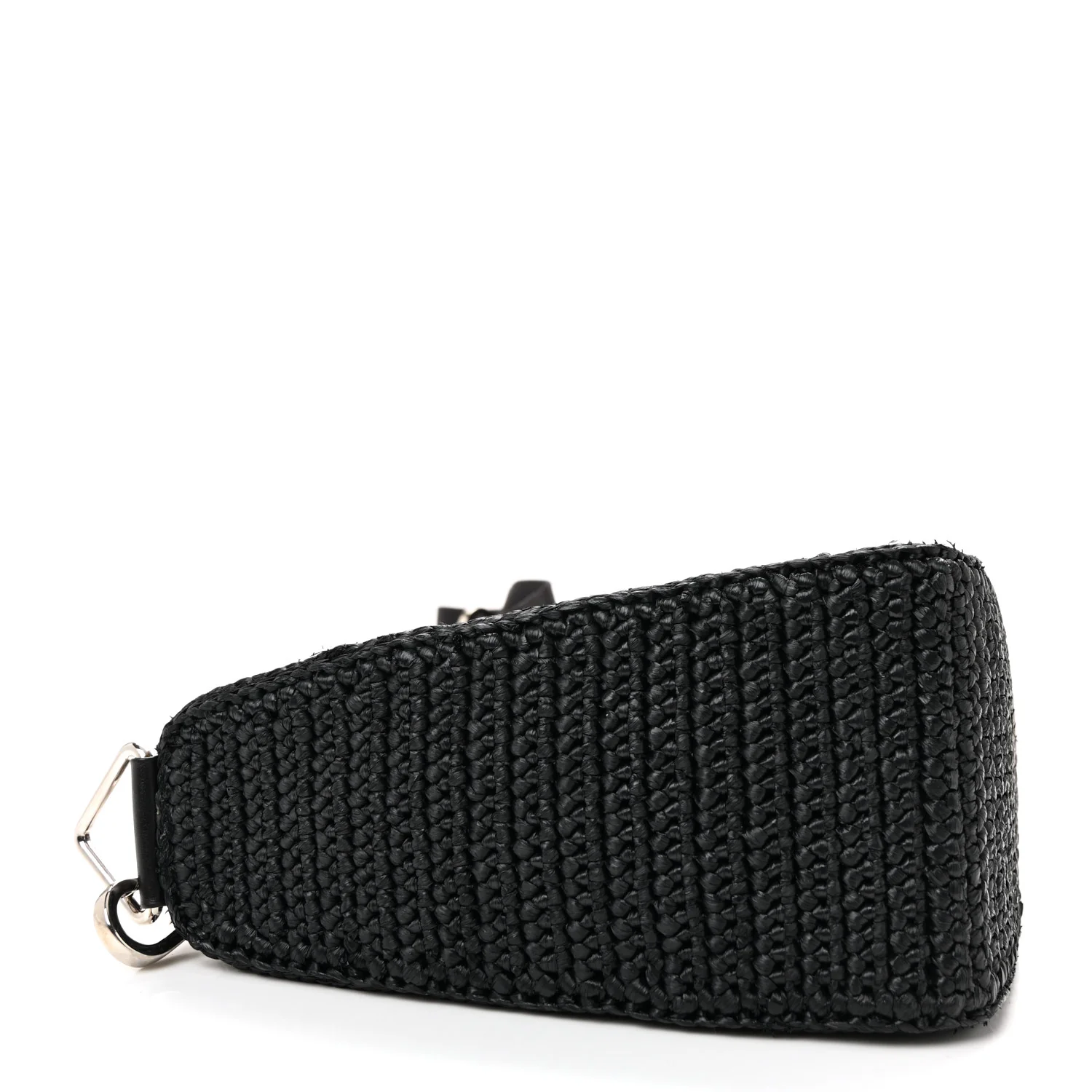 Yarn Raffia Effect Crochet Triangle Shoulder Bag Black - Image 4