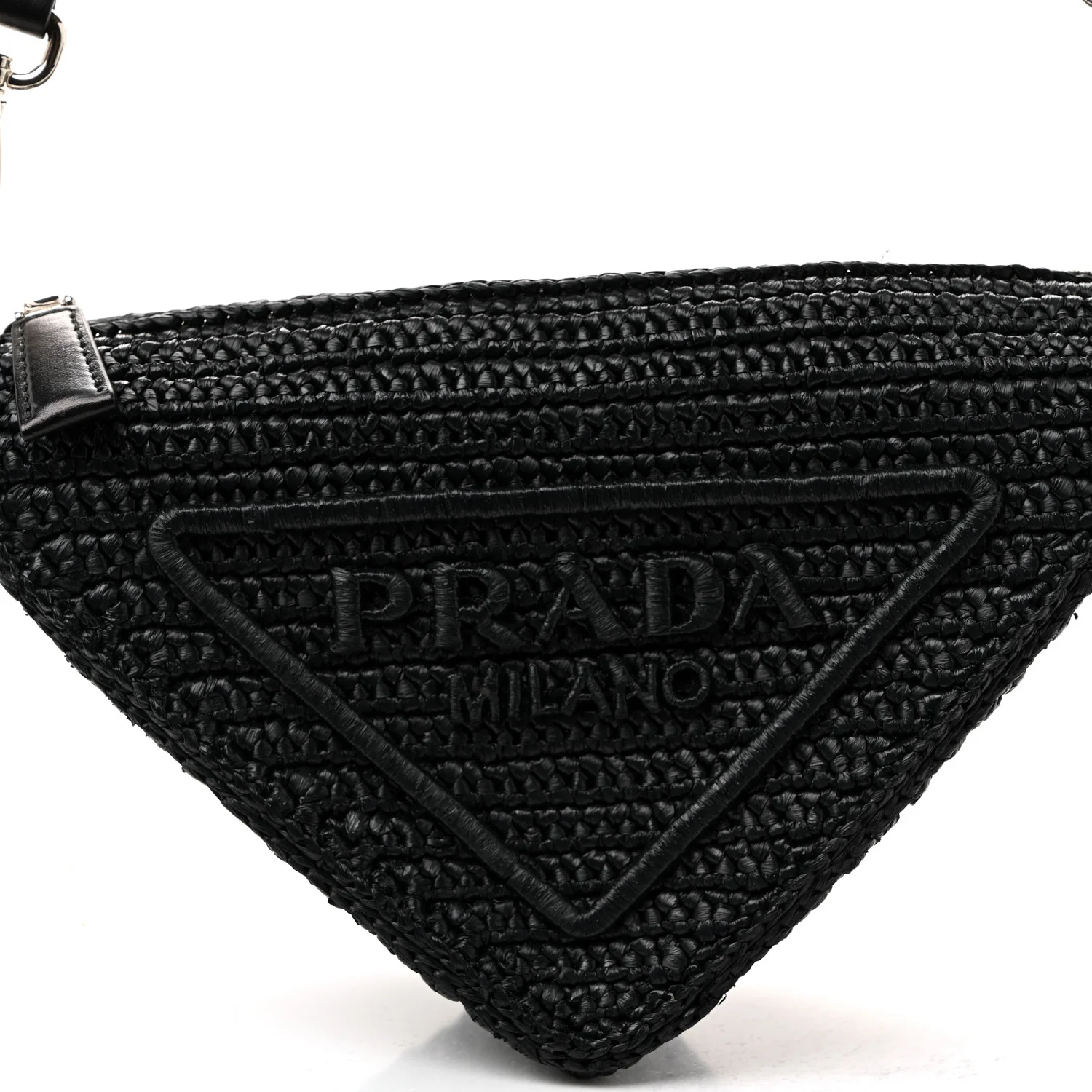 Yarn Raffia Effect Crochet Triangle Shoulder Bag Black - Image 9