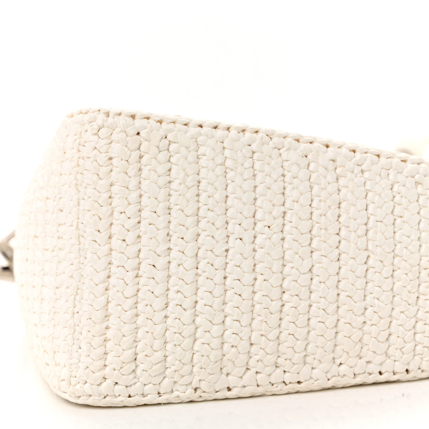Yarn Raffia Effect Crochet Triangle Shoulder Bag White - Image 11