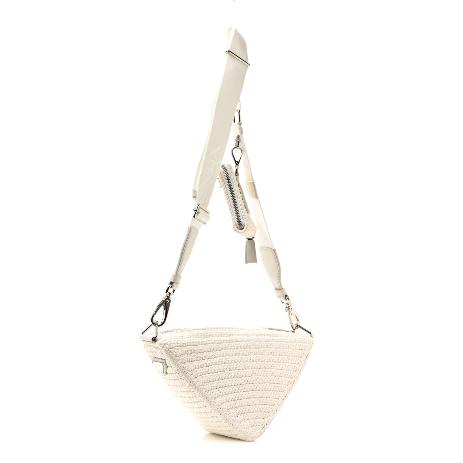 Yarn Raffia Effect Crochet Triangle Shoulder Bag White - Image 3