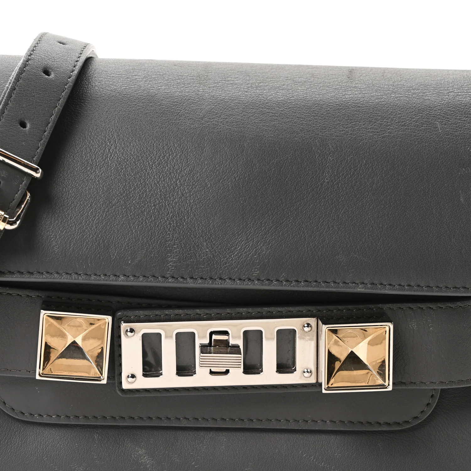 Calfskin Mini PS11 Classic Shoulder Bag Heather Grey - Image 8